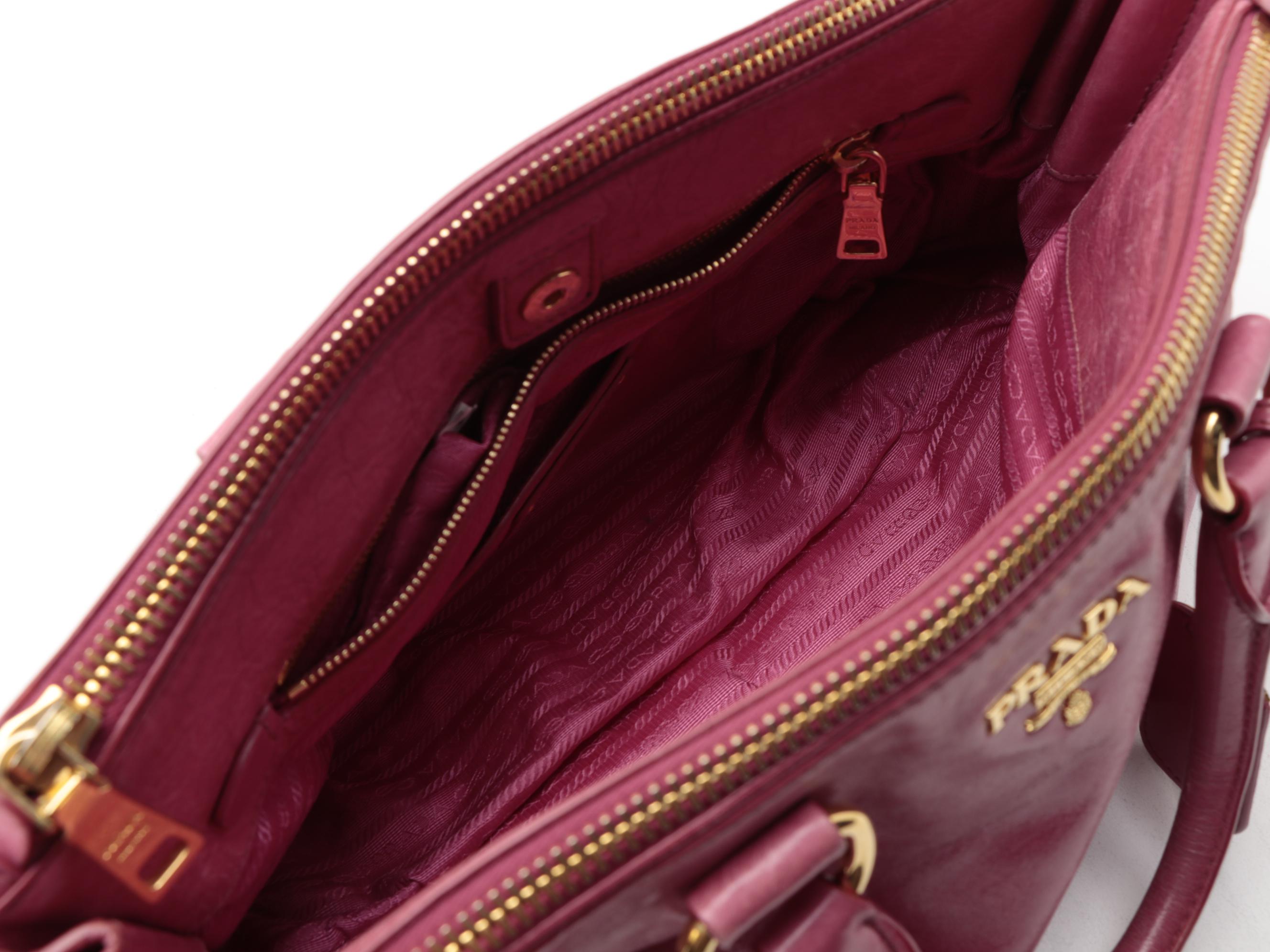 Prada Pink Vitello Shine Leather Two-Way Satchel