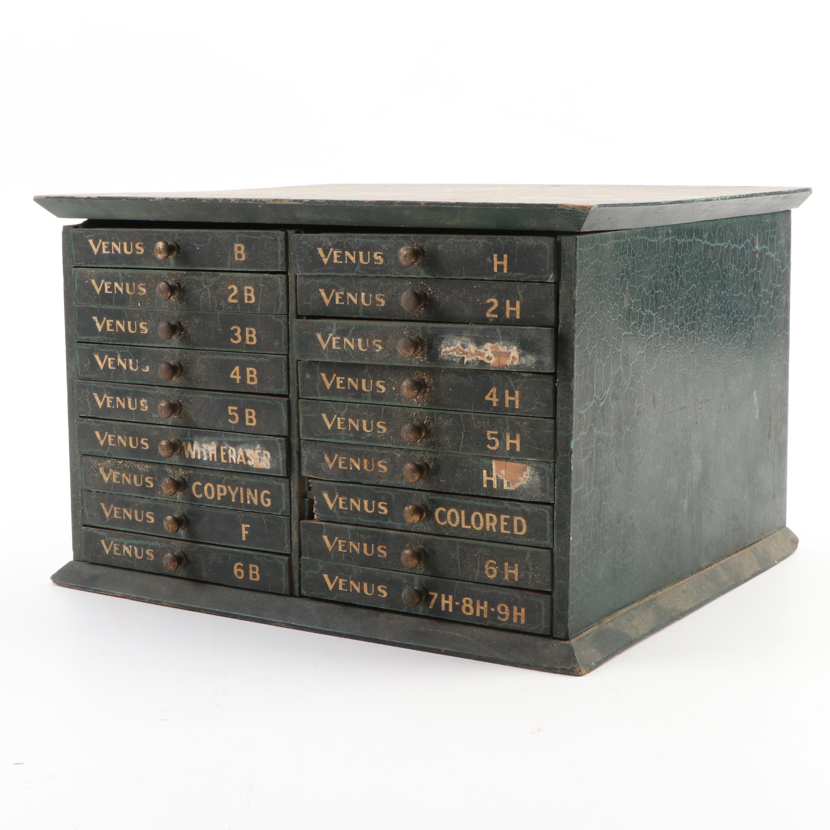 Venus Drawing Pencils Wooden Display Case with 18 Drawers