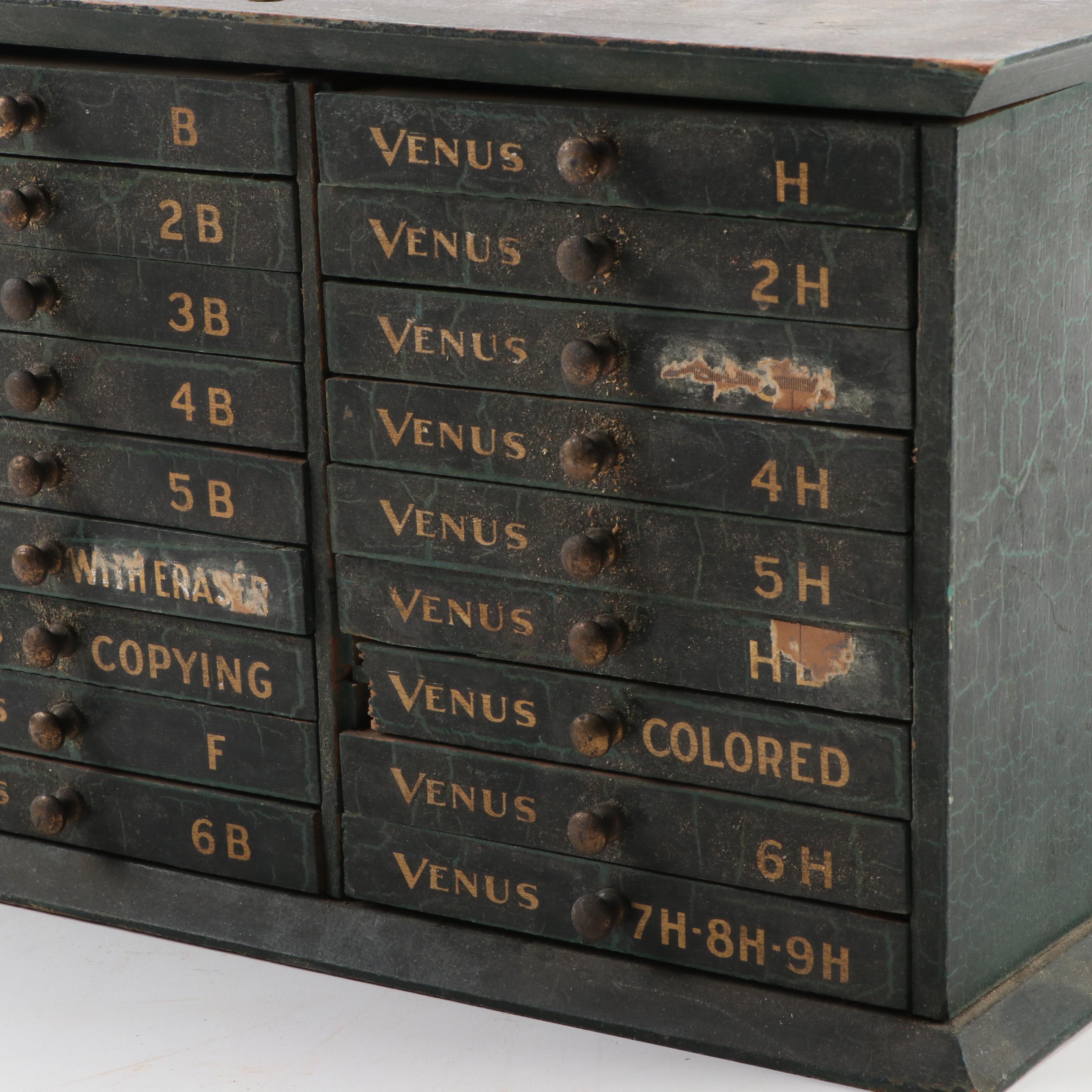 Venus Drawing Pencils Wooden Display Case with 18 Drawers