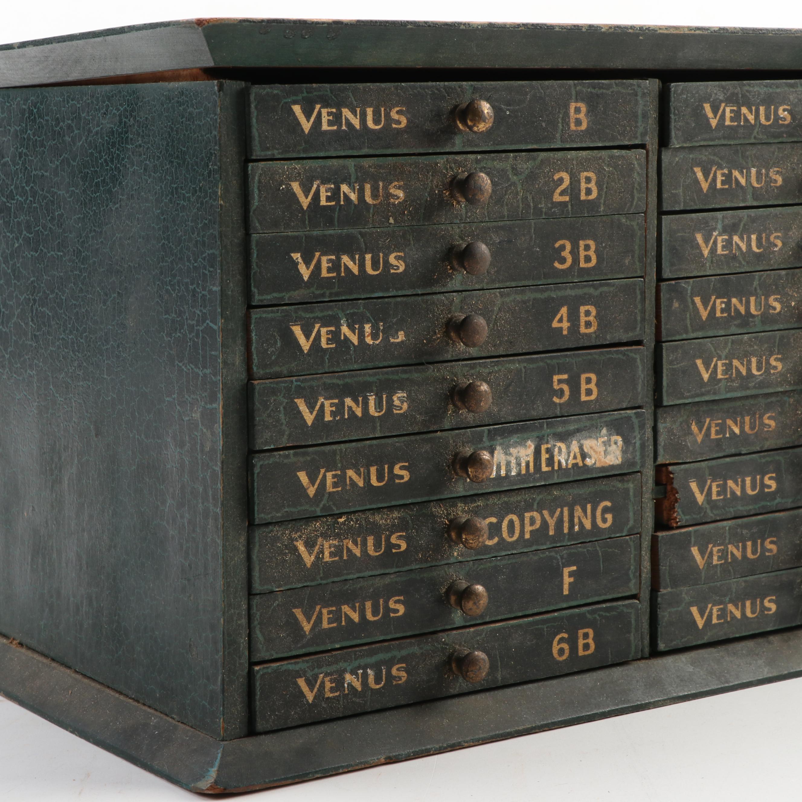 Venus Drawing Pencils Wooden Display Case with 18 Drawers