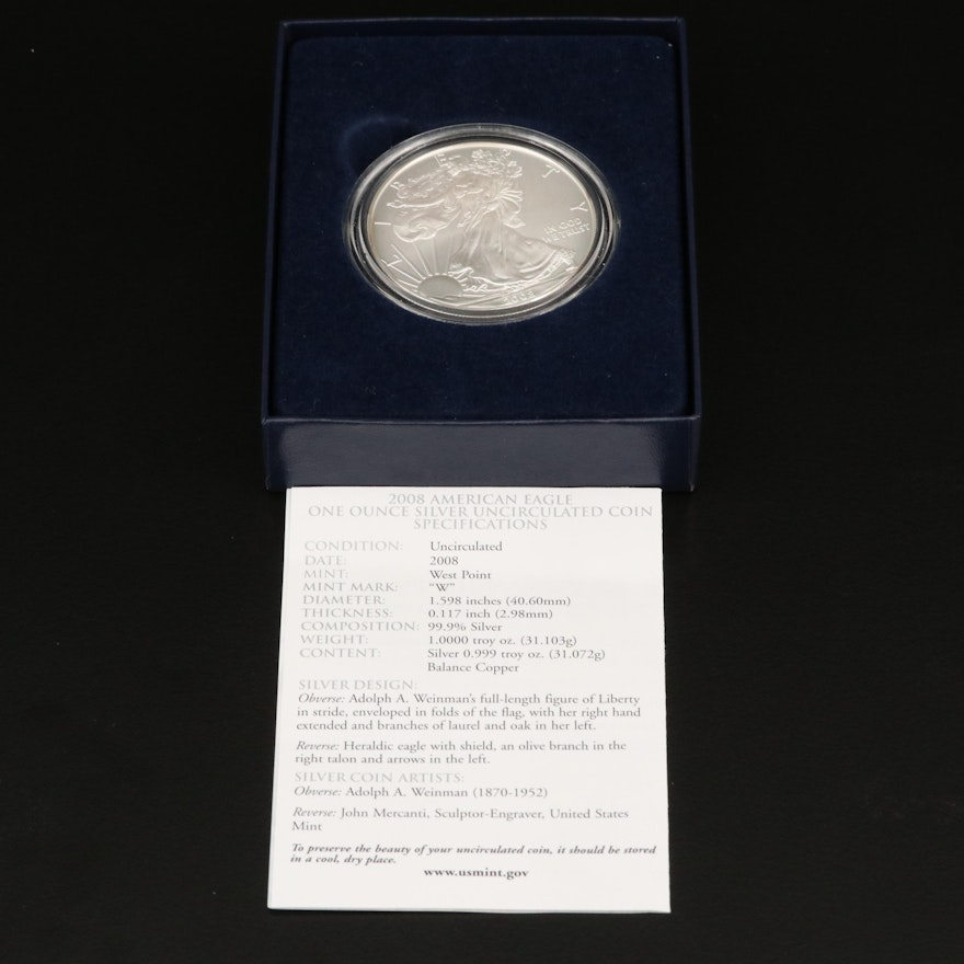 2008-W $1 American Silver Eagle Bullion Coin