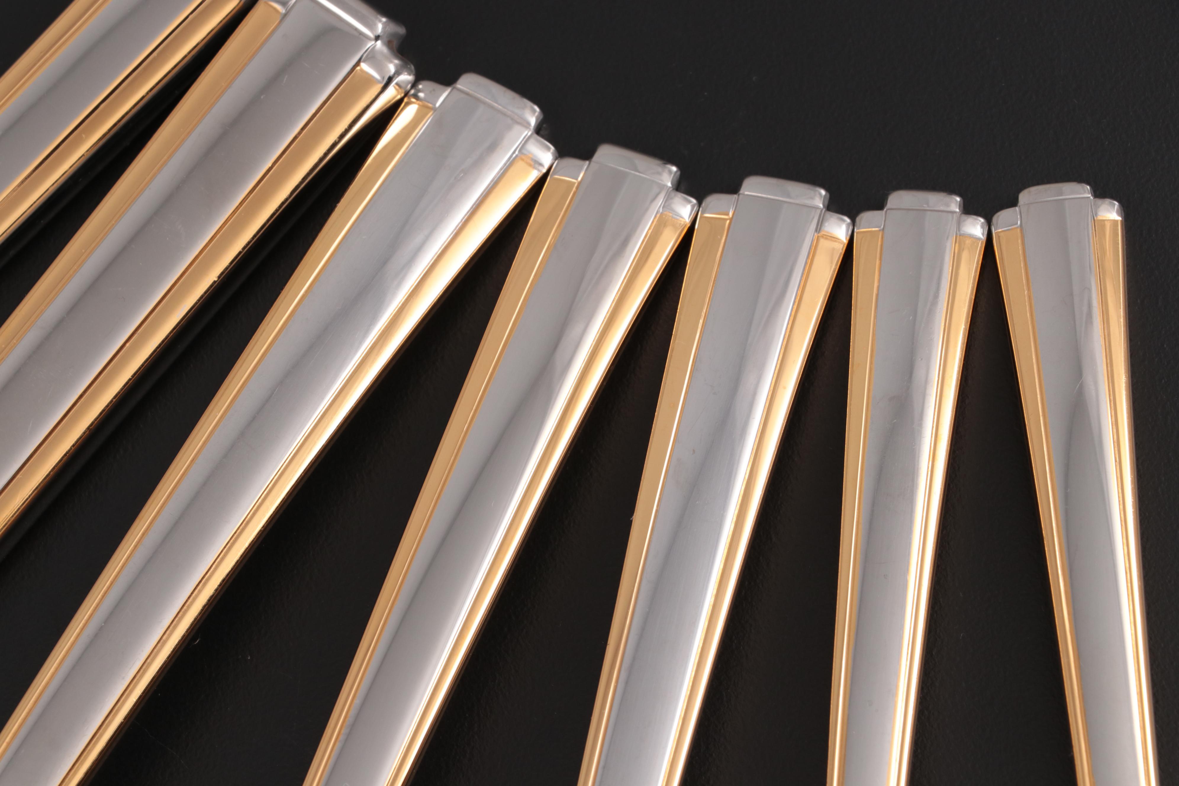 Oneida "Golden Etage" Stainless Flatware with Gold Accents, 1996–2001