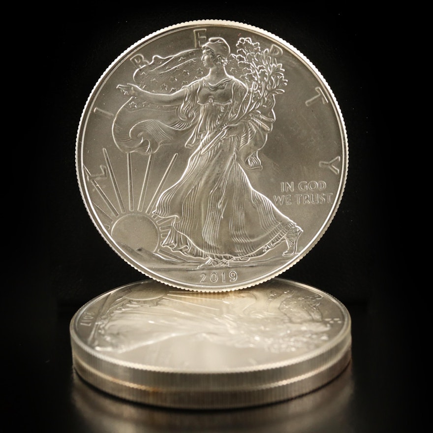 Three $1 American Silver Eagle Bullion Coins