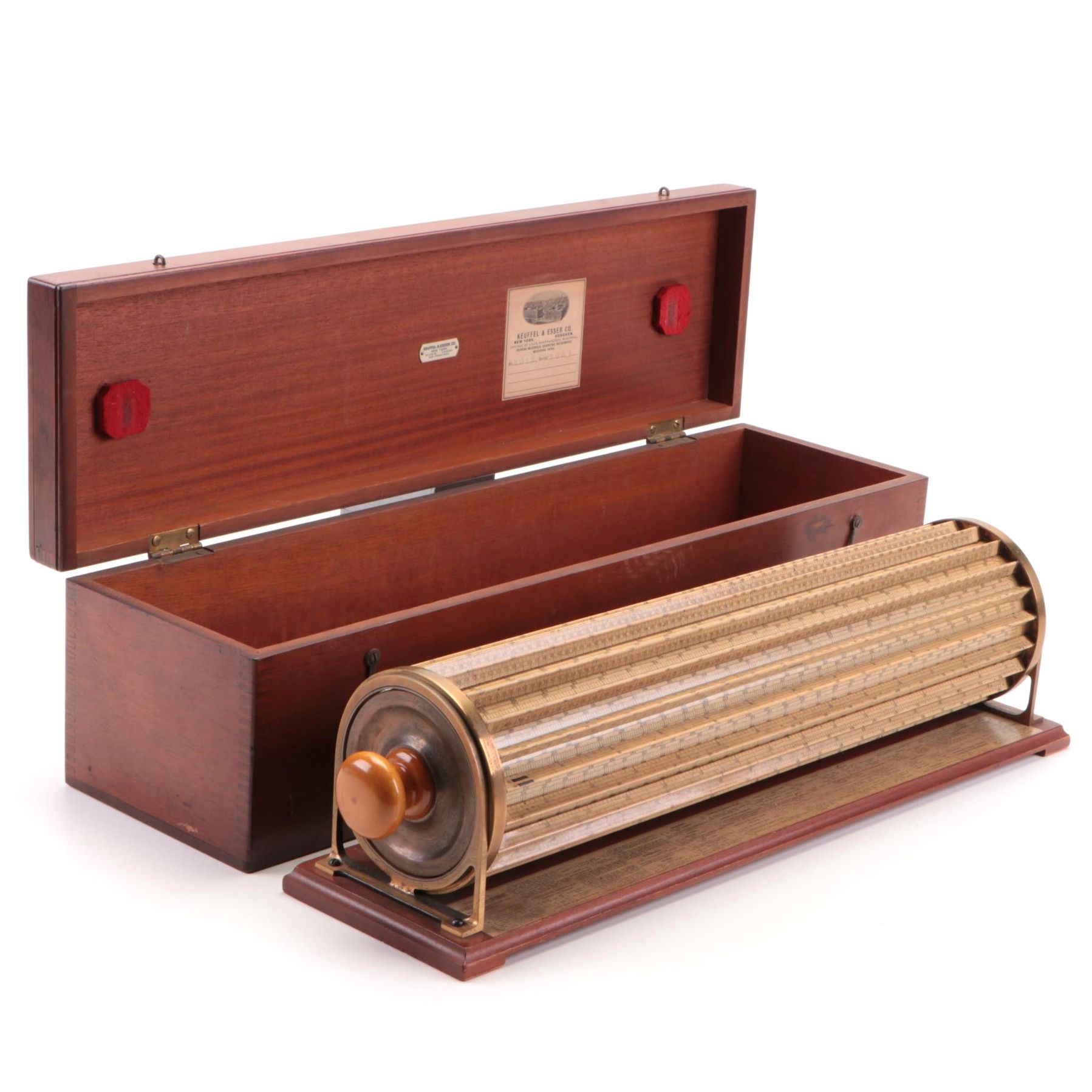Thacher's Cylindrical Slide Rule Calculating Instrument with Case and Booklet