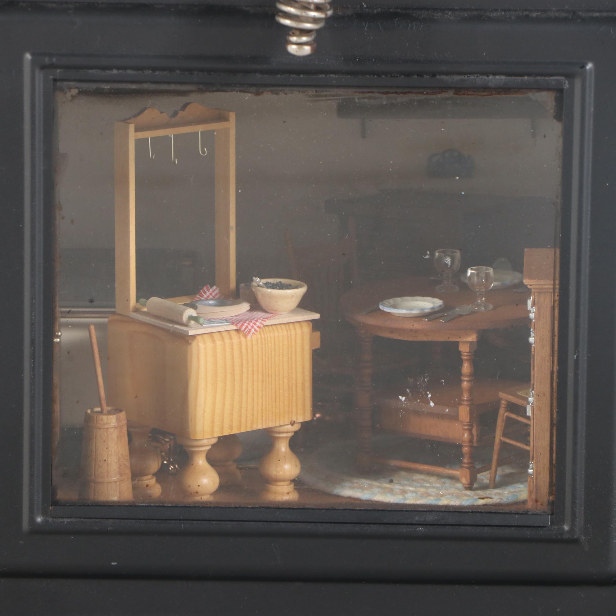 Illuminated Diorama with Miniature Furniture in Heater Housing