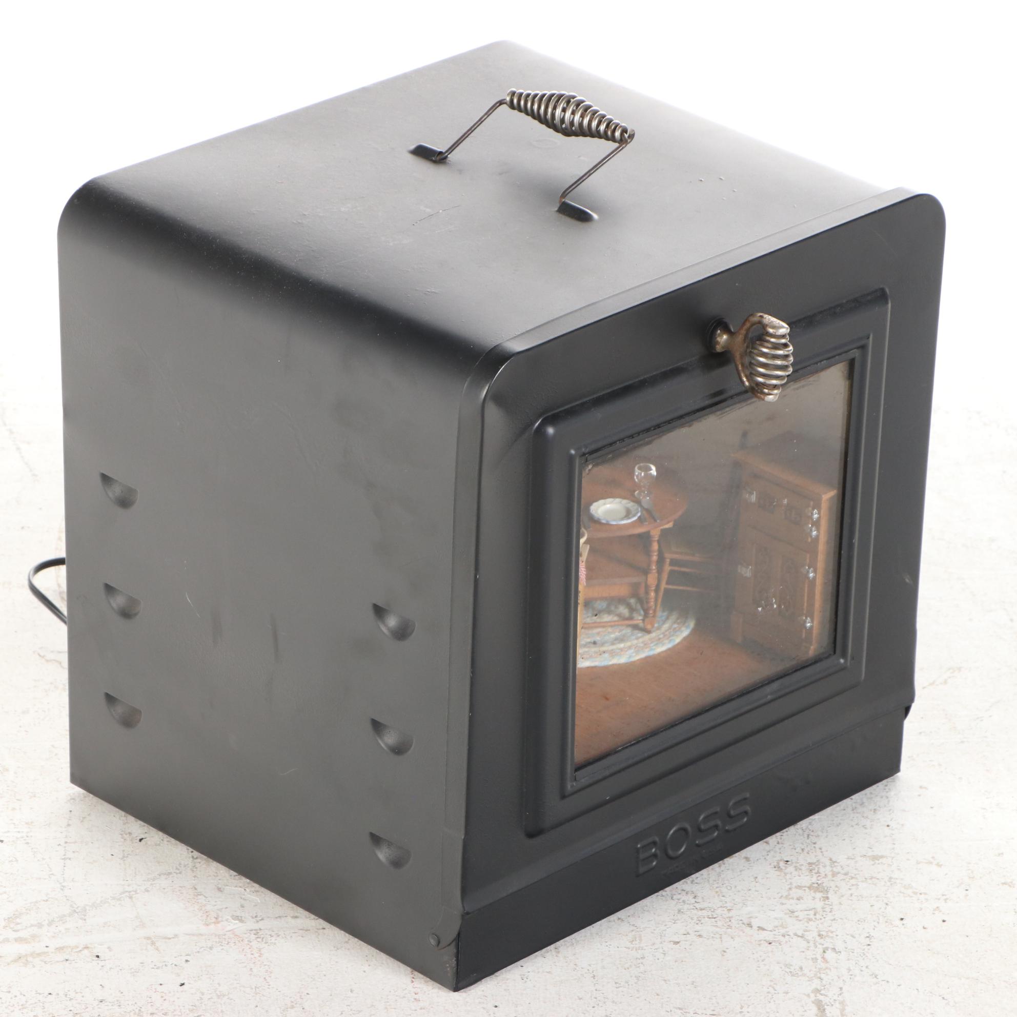 Illuminated Diorama with Miniature Furniture in Heater Housing