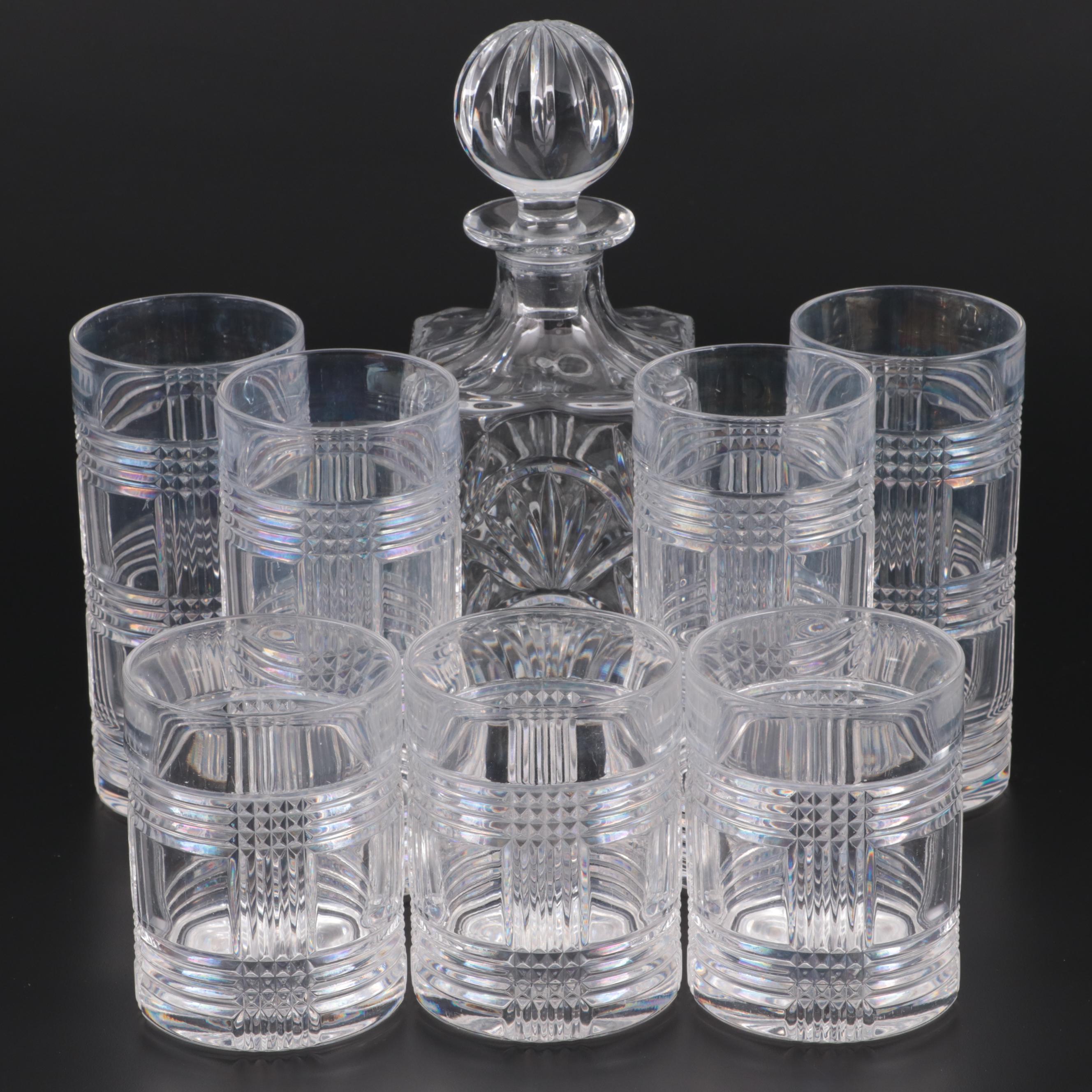 Ralph Lauren "Glen Plaid" Crystal Barware and Towle Crystal Decanter