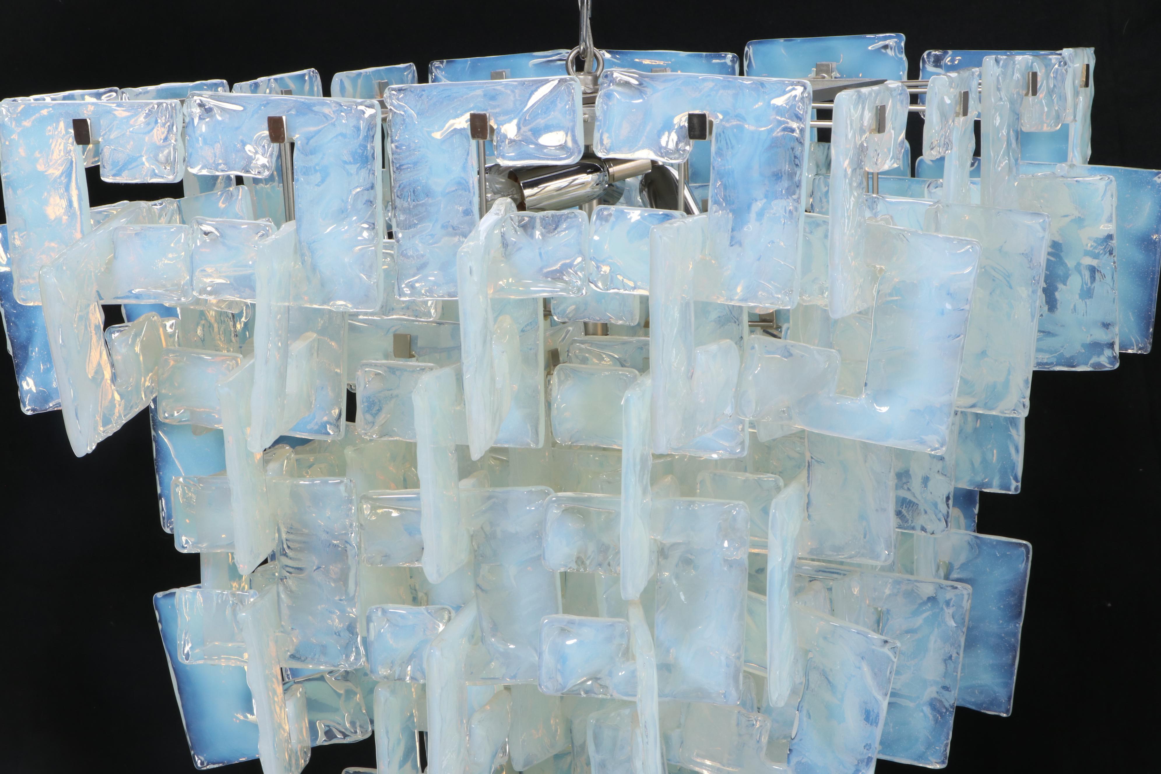 Carlo Nason for Mazzega "Ice" Interlocking Murano Glass Chandelier, 1970s