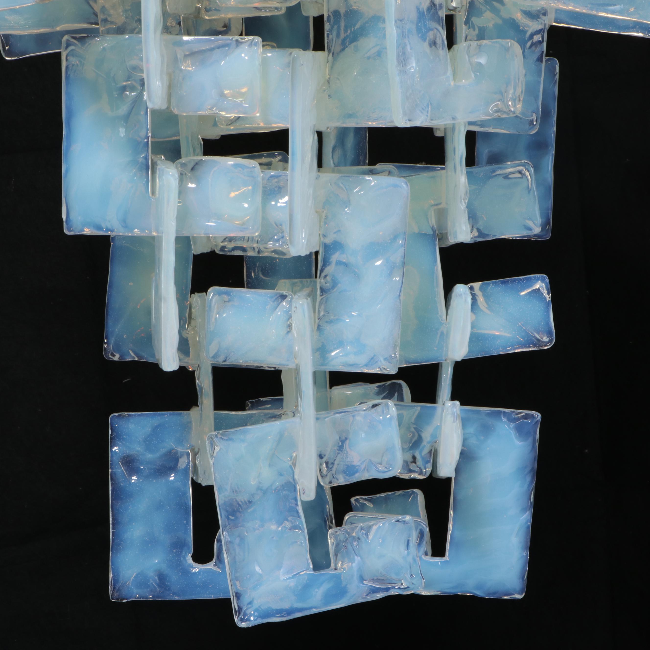 Carlo Nason for Mazzega "Ice" Interlocking Murano Glass Chandelier, 1970s