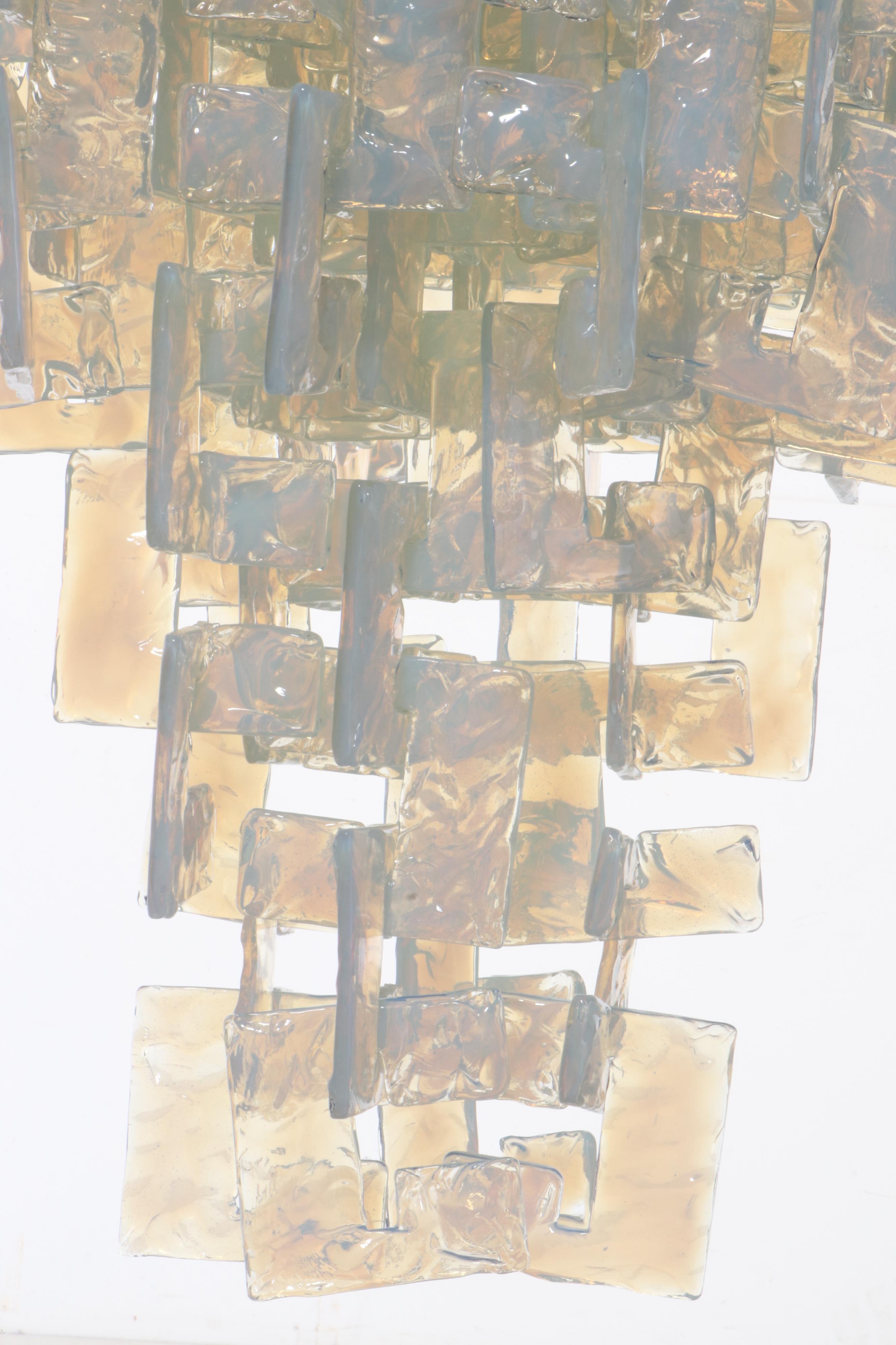 Carlo Nason for Mazzega "Ice" Interlocking Murano Glass Chandelier, 1970s