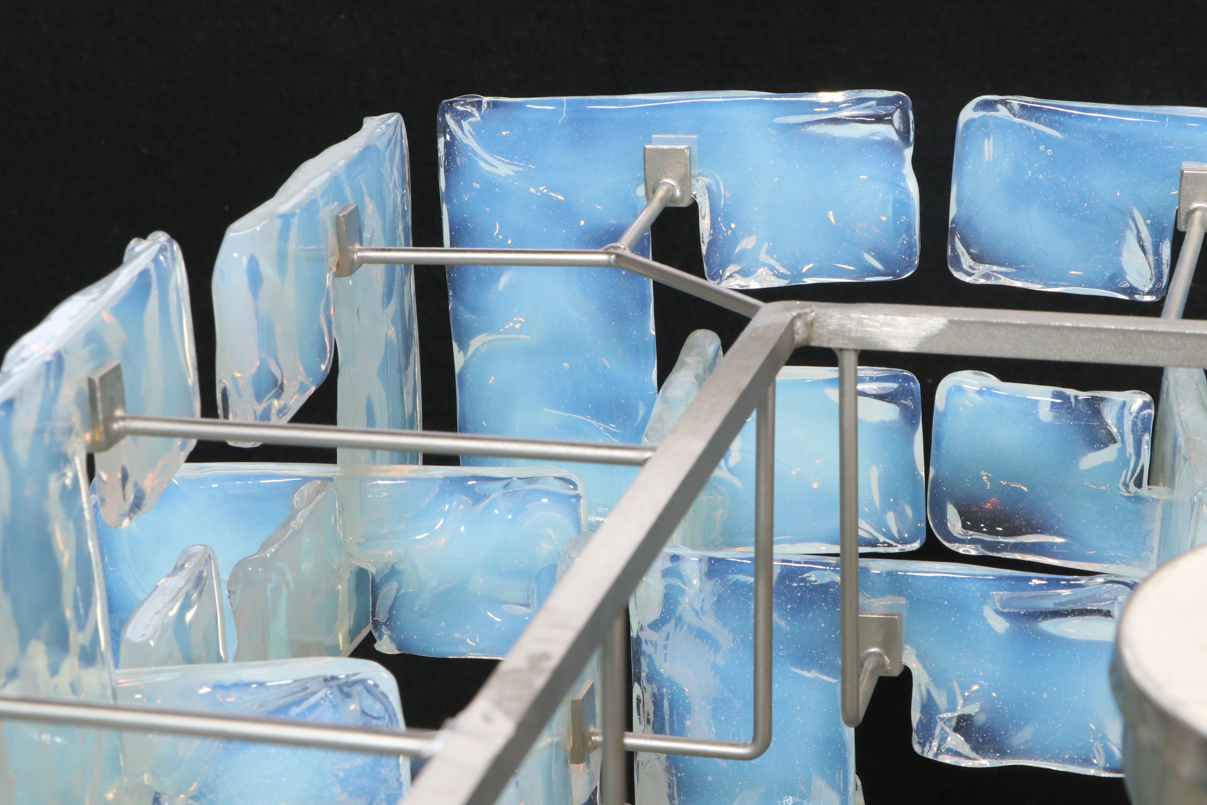 Carlo Nason for Mazzega "Ice" Interlocking Murano Glass Chandelier, 1970s