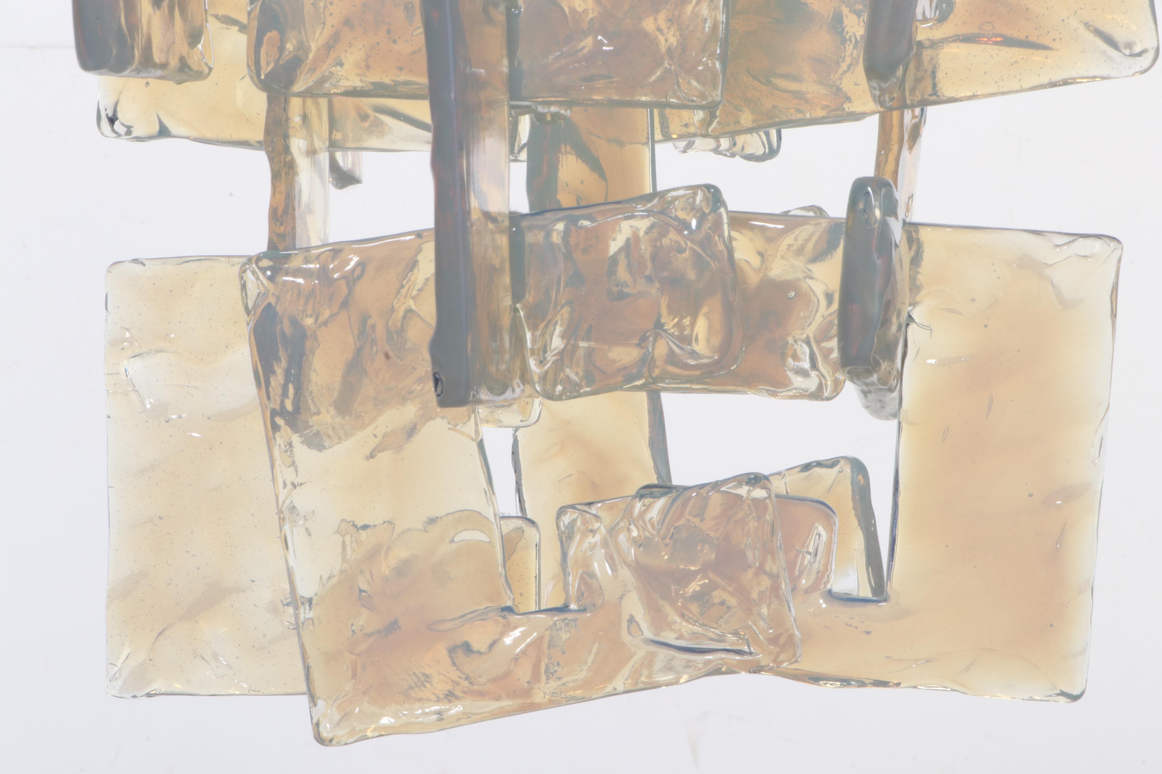 Carlo Nason for Mazzega "Ice" Interlocking Murano Glass Chandelier, 1970s