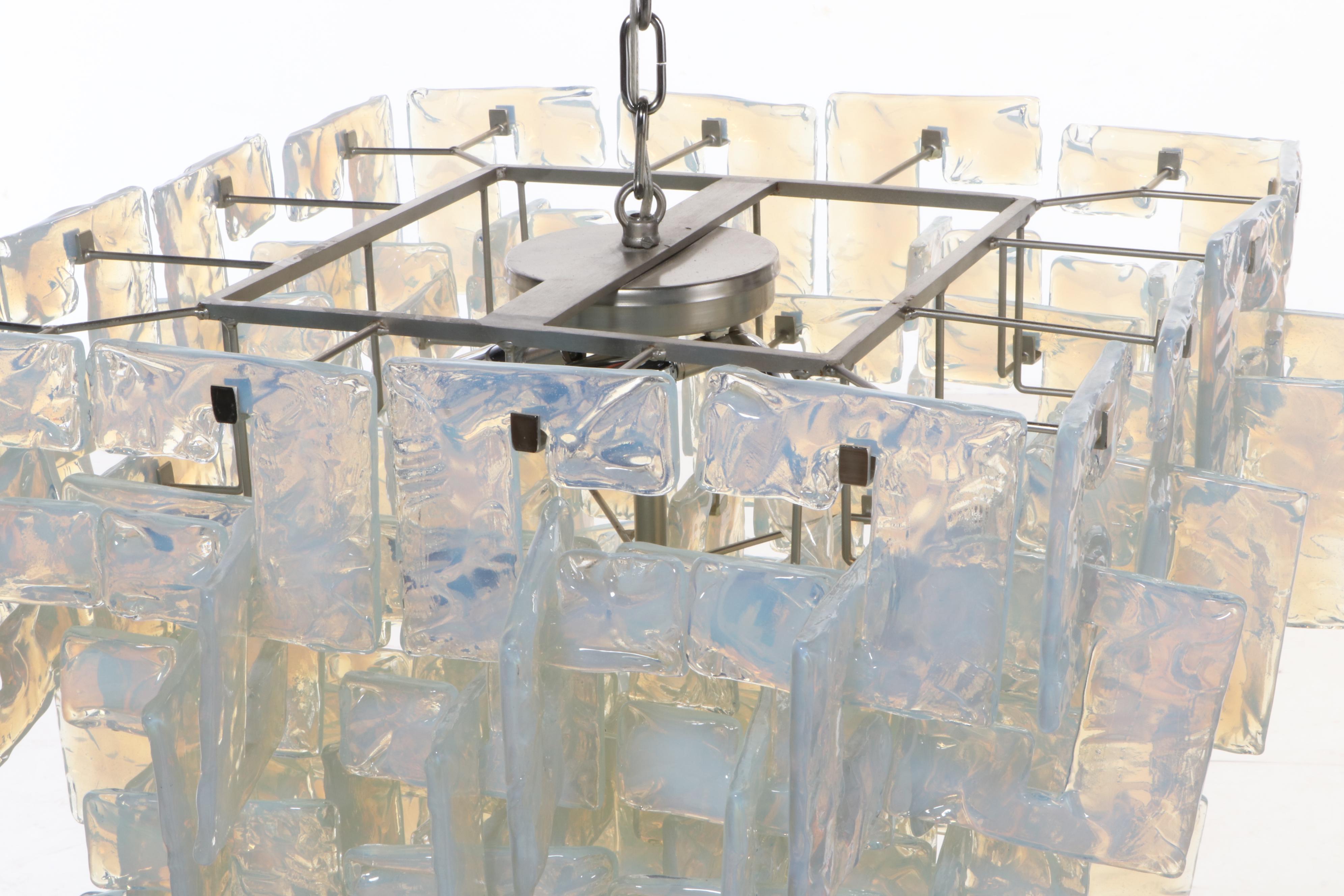 Carlo Nason for Mazzega "Ice" Interlocking Murano Glass Chandelier, 1970s