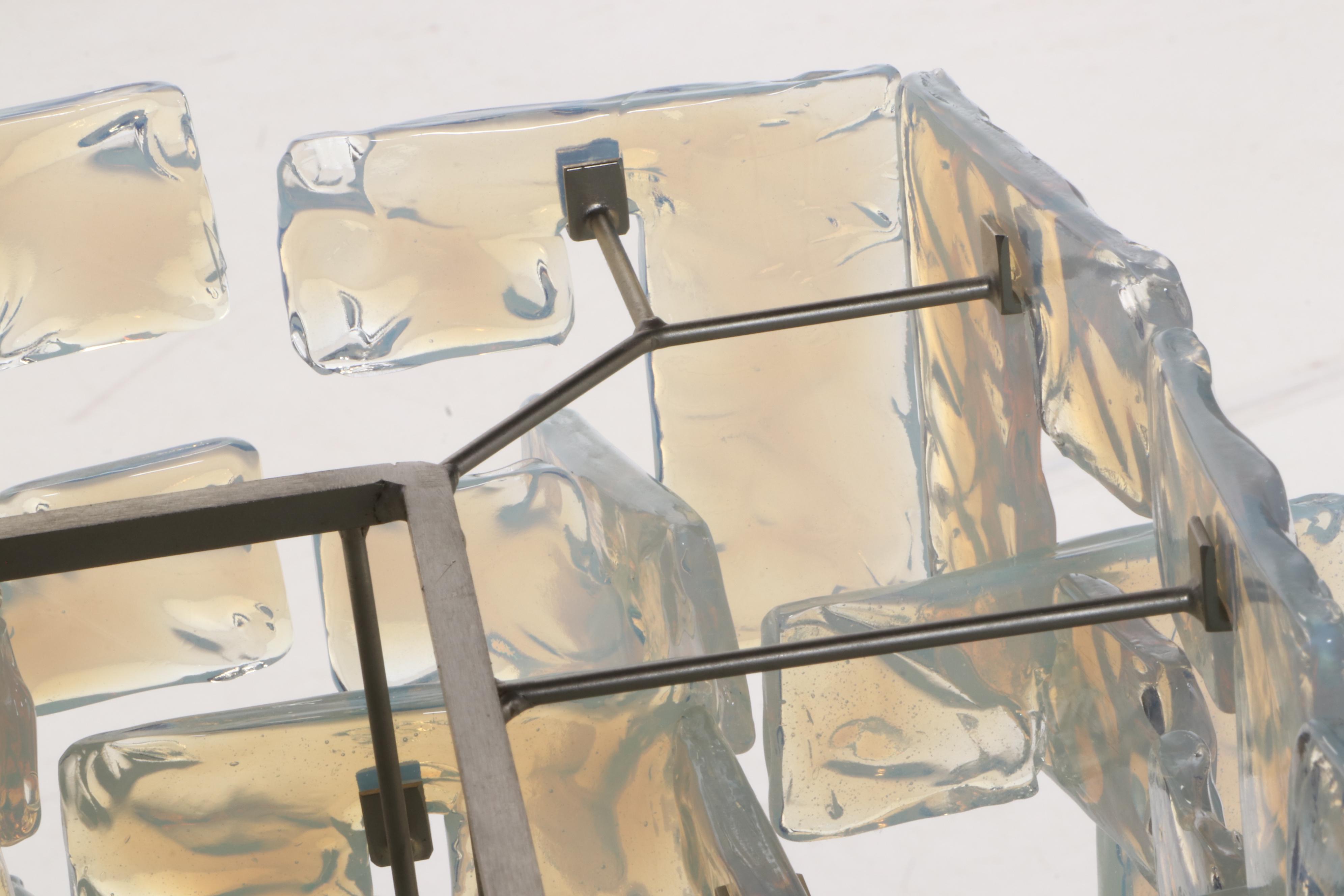 Carlo Nason for Mazzega "Ice" Interlocking Murano Glass Chandelier, 1970s