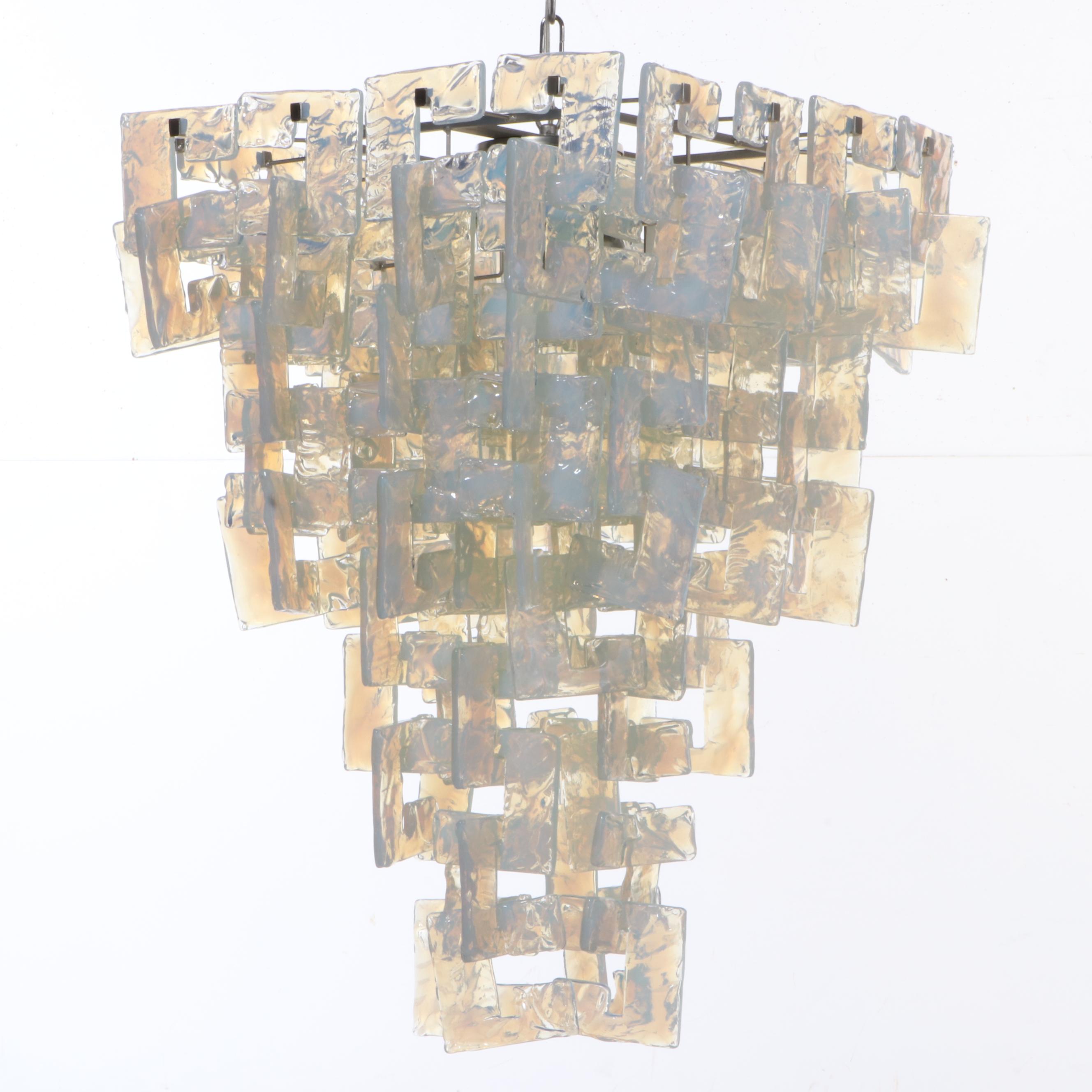 Carlo Nason for Mazzega "Ice" Interlocking Murano Glass Chandelier, 1970s