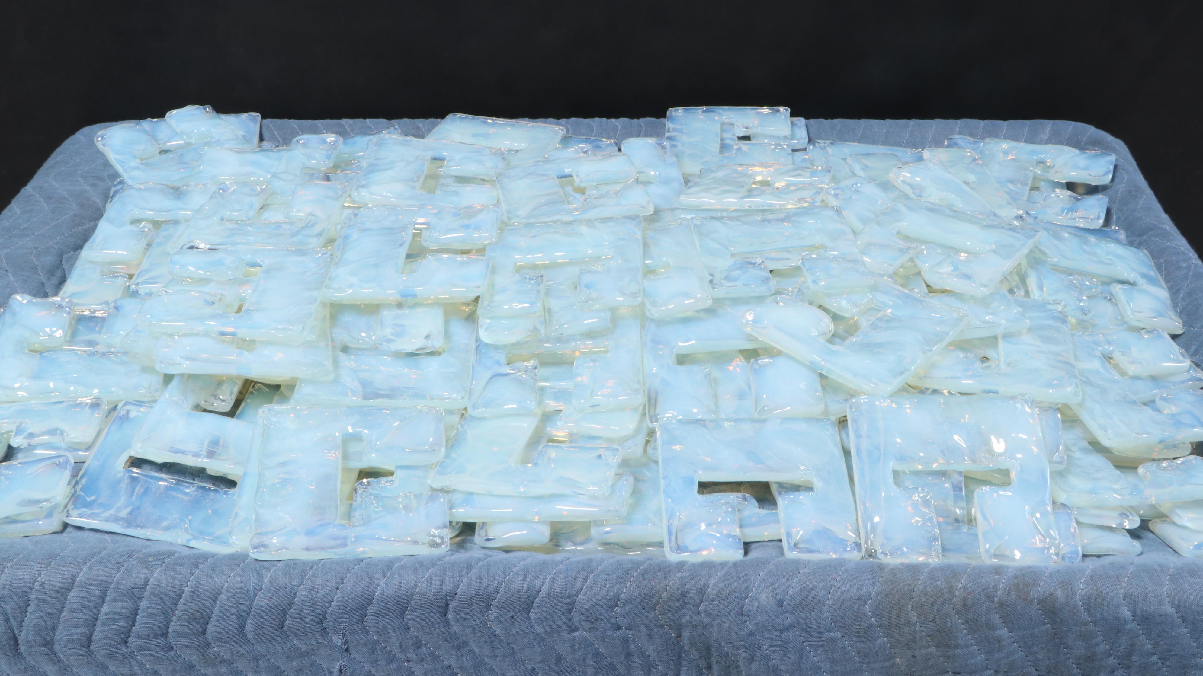 Carlo Nason for Mazzega "Ice" Interlocking Murano Glass Chandelier, 1970s