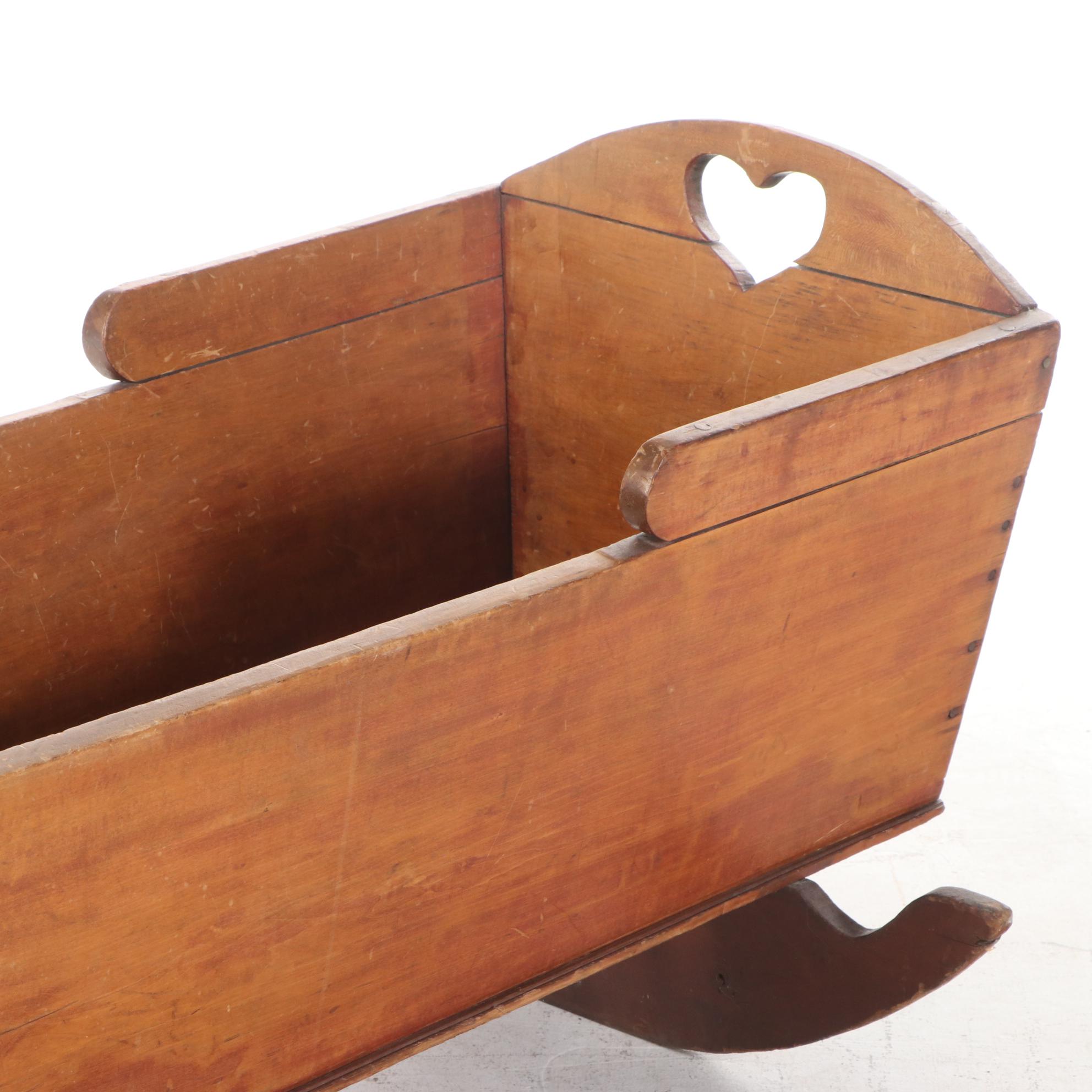 American Primitive Poplar Baby Cradle, Late 19th Century