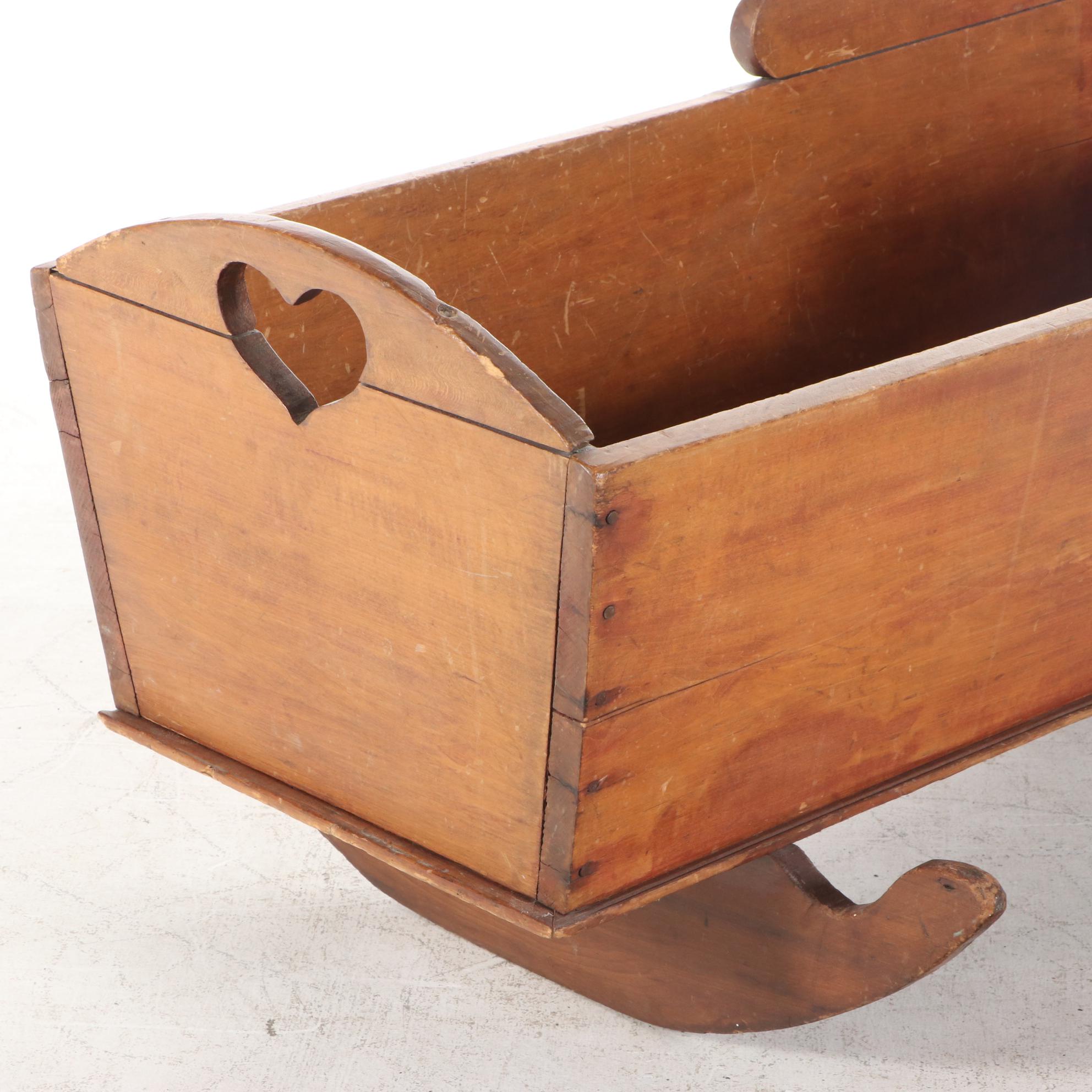 American Primitive Poplar Baby Cradle, Late 19th Century