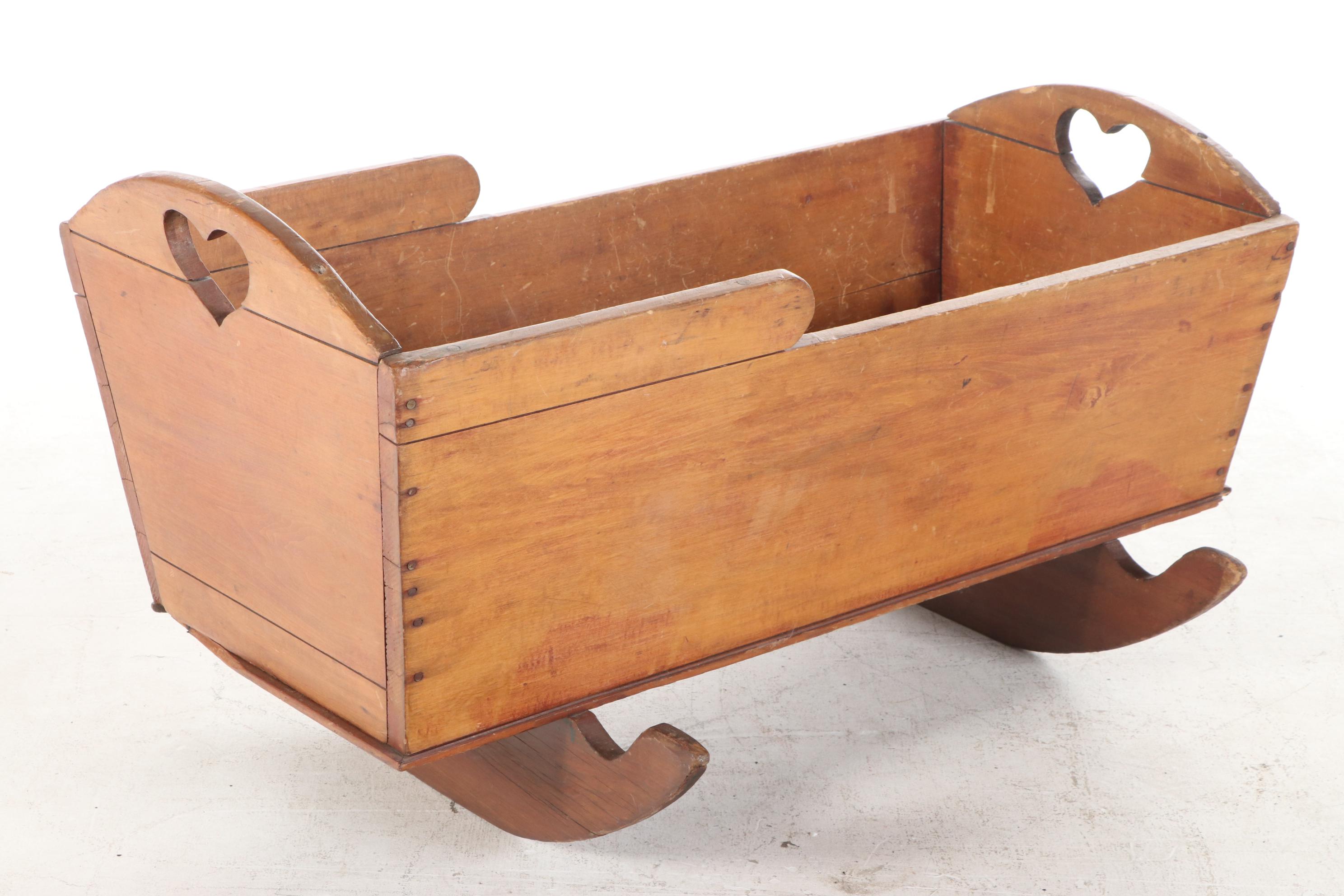 American Primitive Poplar Baby Cradle, Late 19th Century
