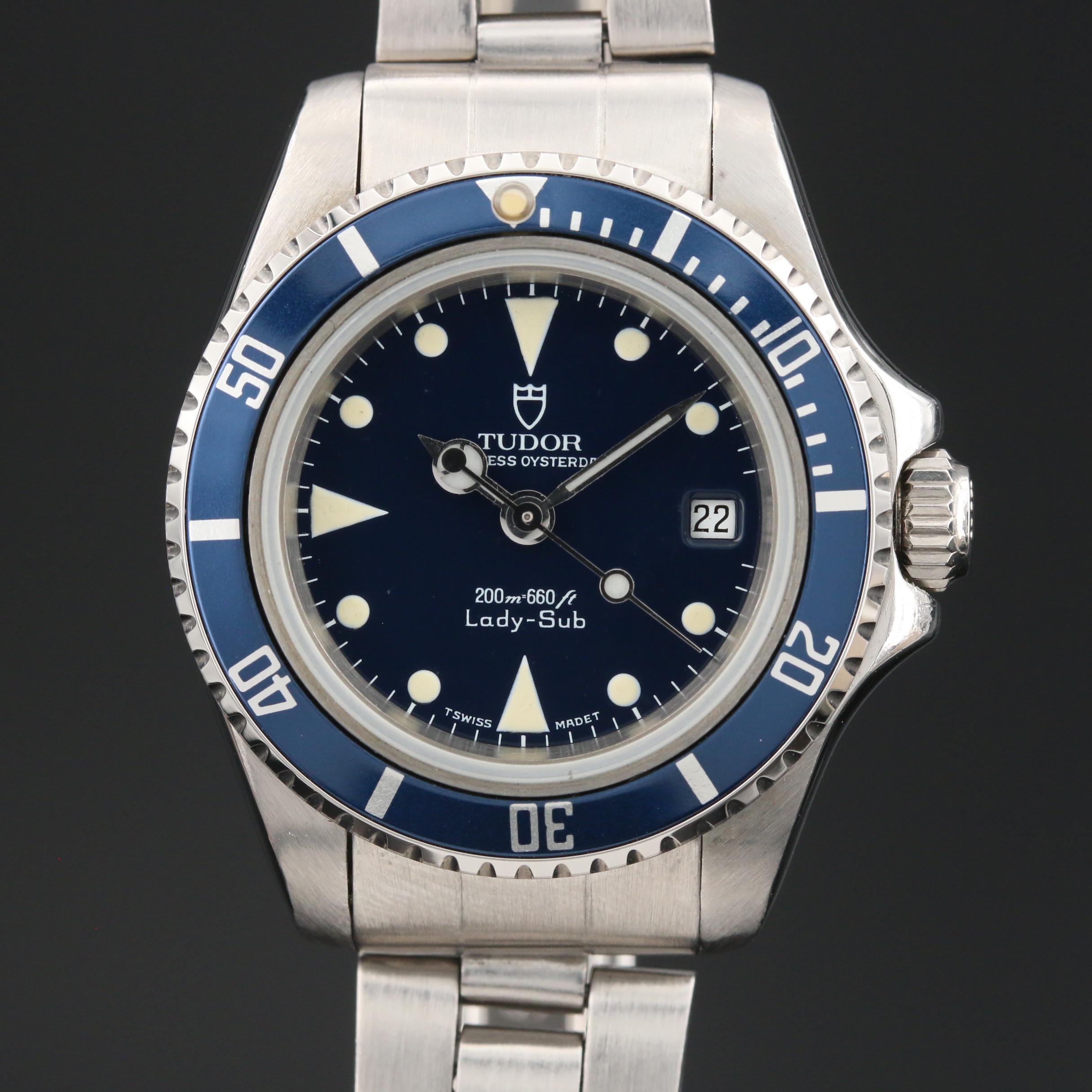 1992 Tudor Lady-Sub Blue Stainless Steel Automatic Watch