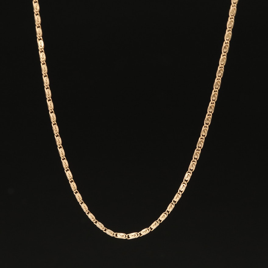 14K Scroll Link Necklace