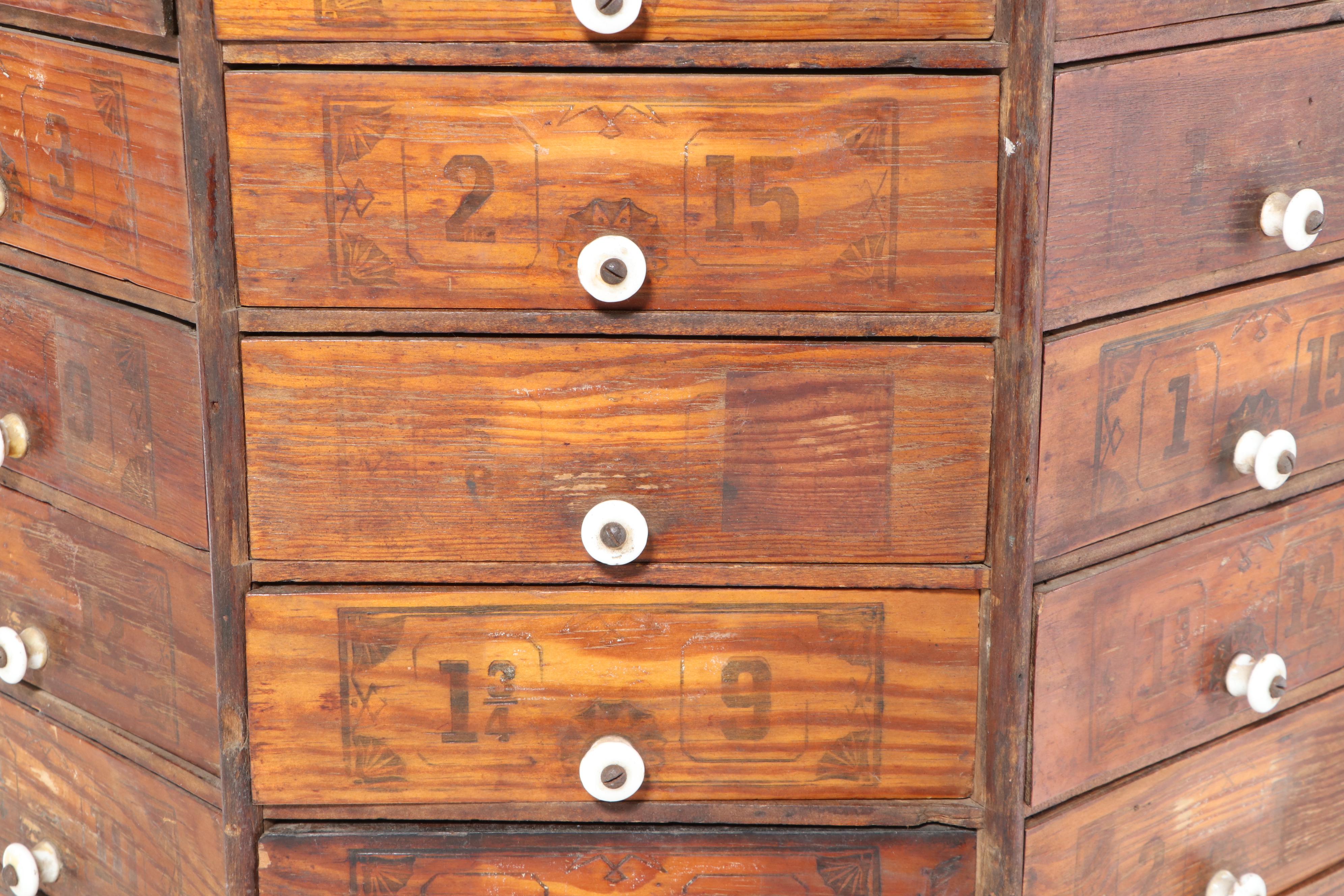 American Bolt and Screw Company Rotating Octagonal Hardware Store Cabinet