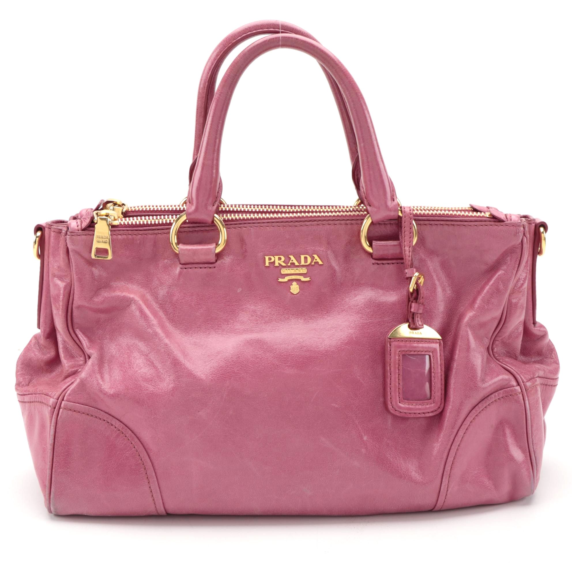 Prada Pink Vitello Shine Leather Two-Way Satchel