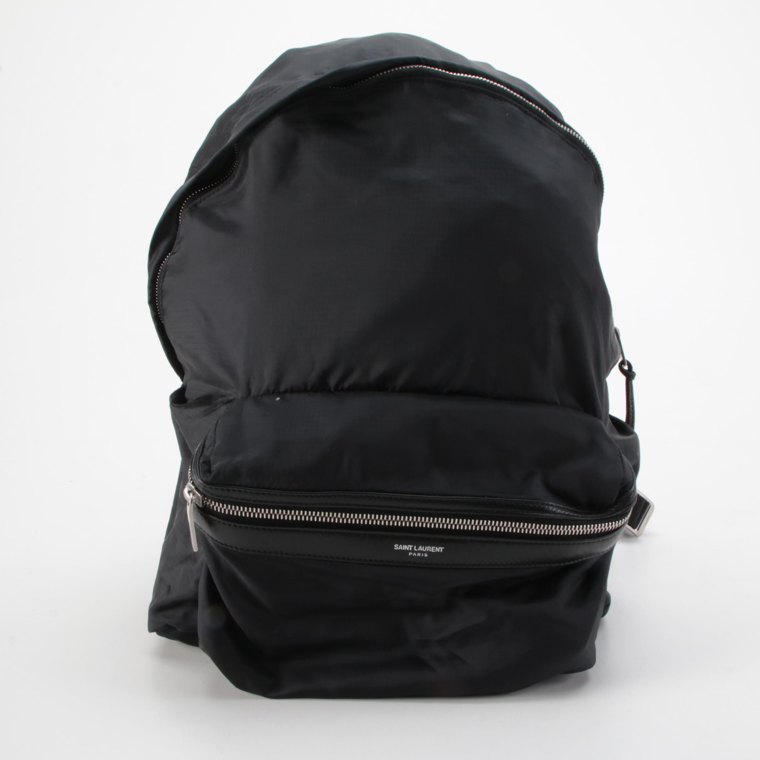 Saint Laurent City Convertible Fold-Up Backpack to Belt Bag in Black Nylon