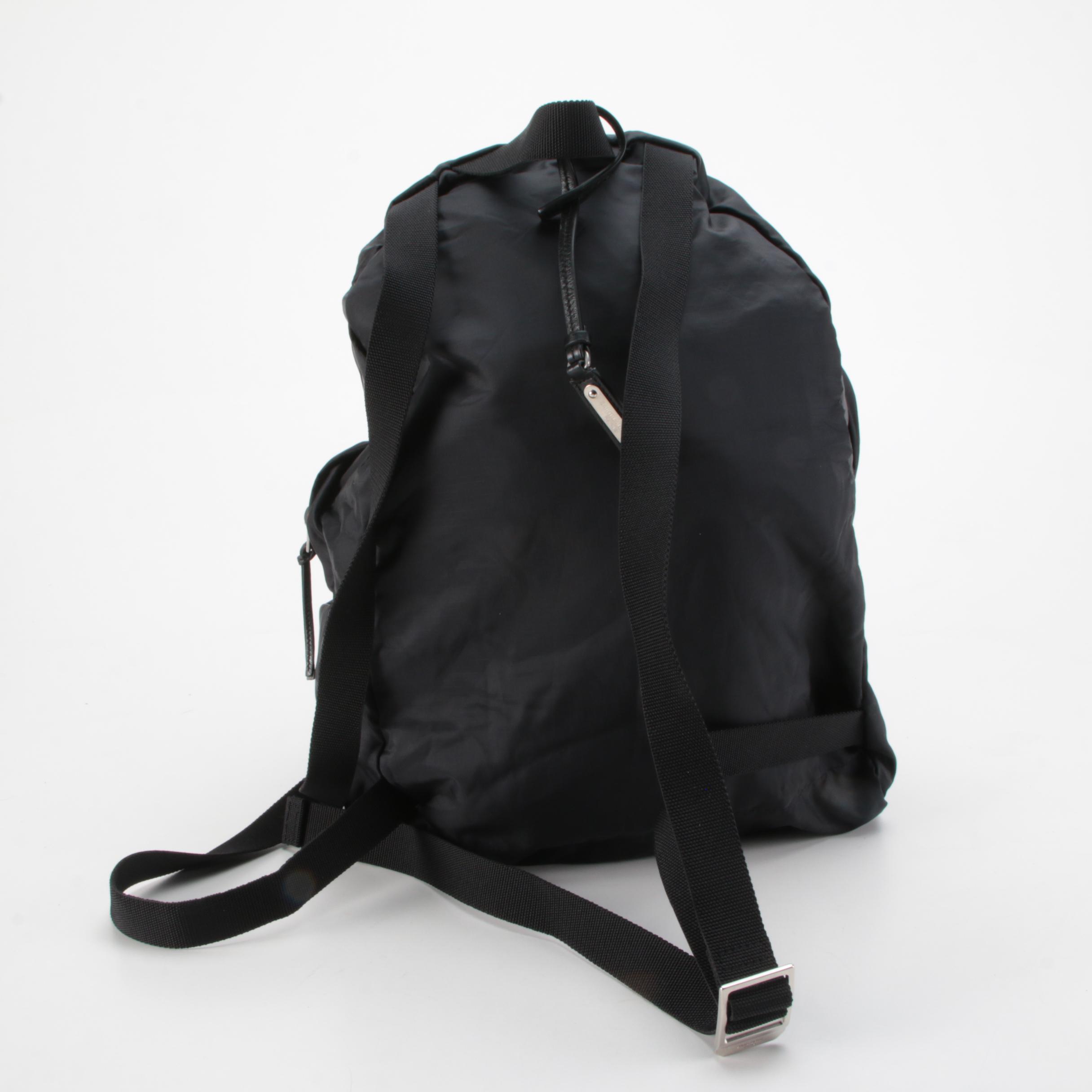 Saint Laurent City Convertible Fold-Up Backpack to Belt Bag in Black Nylon