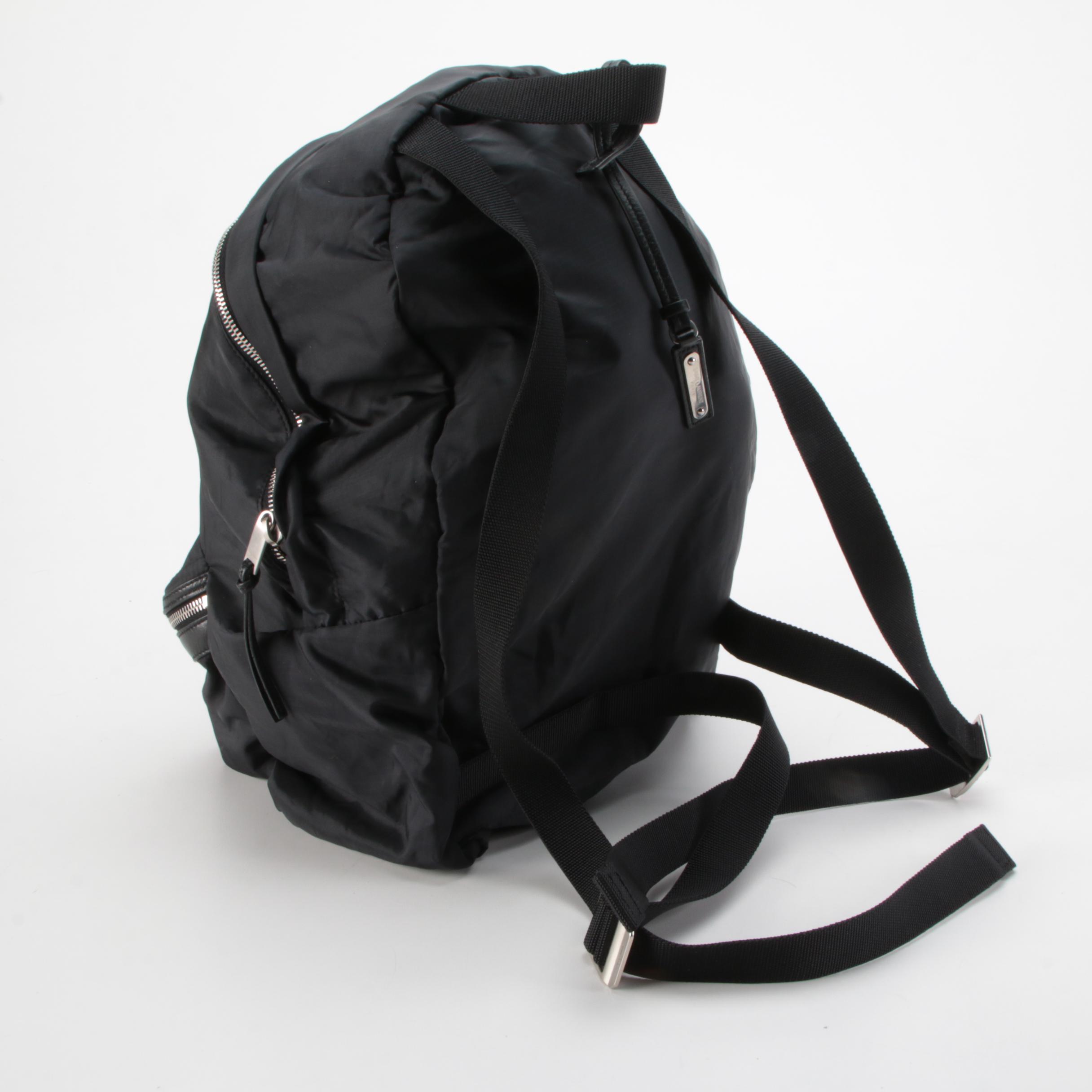 Saint Laurent City Convertible Fold-Up Backpack to Belt Bag in Black Nylon