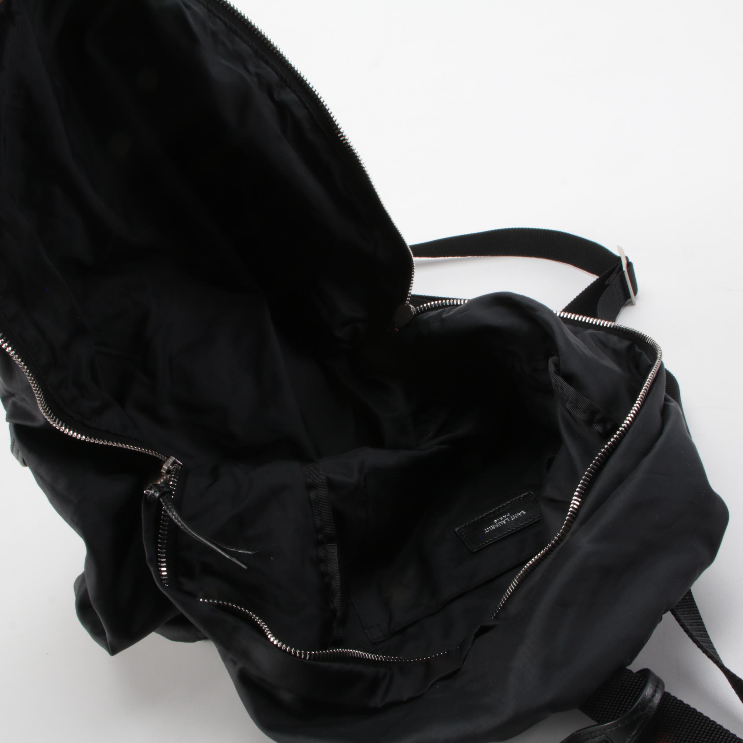 Saint Laurent City Convertible Fold-Up Backpack to Belt Bag in Black Nylon