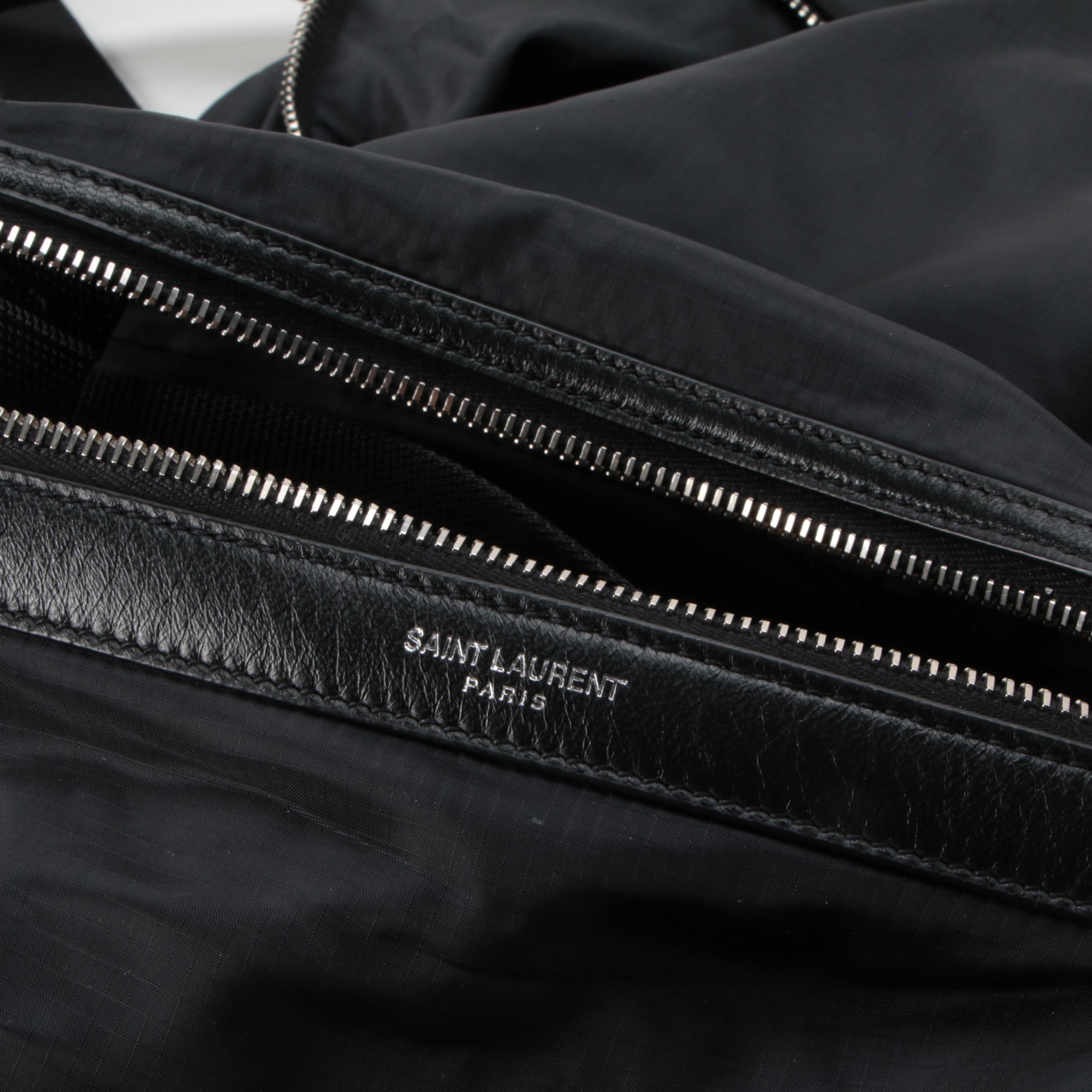 Saint Laurent City Convertible Fold-Up Backpack to Belt Bag in Black Nylon