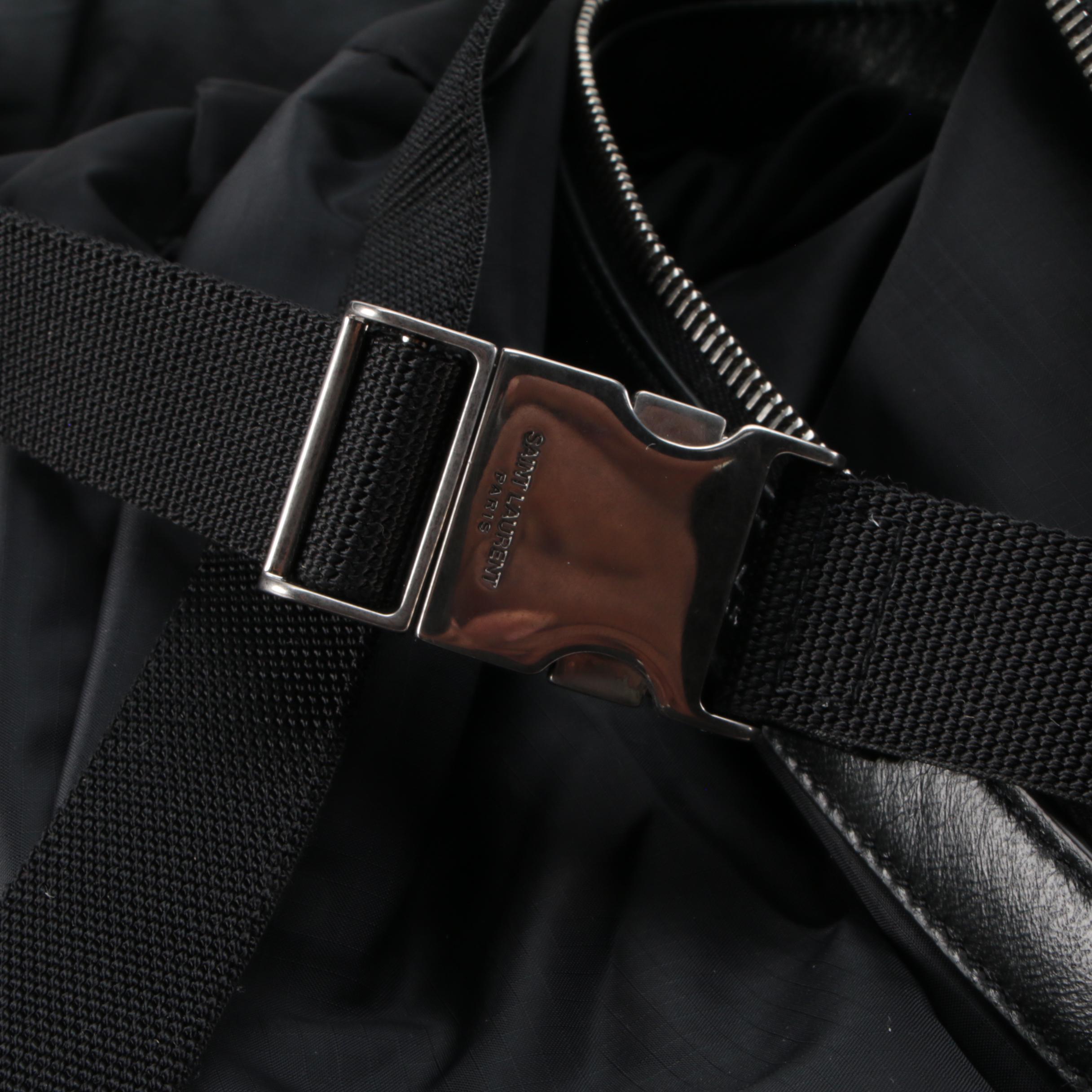 Saint Laurent City Convertible Fold-Up Backpack to Belt Bag in Black Nylon