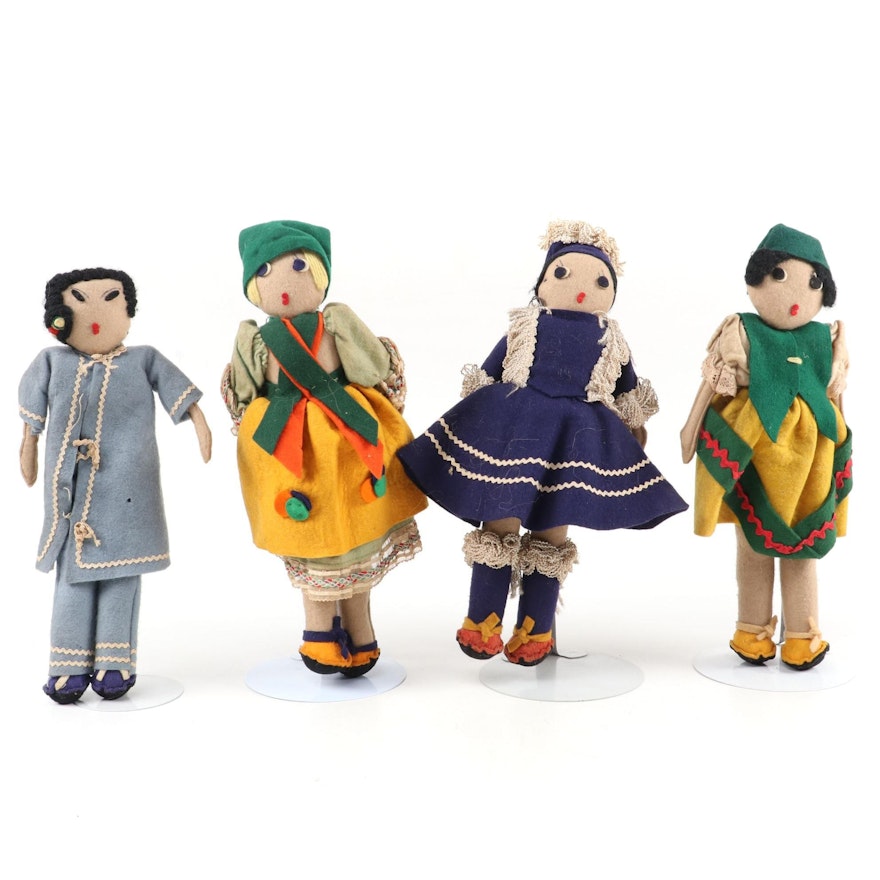 Handmade Cloth Dolls, Mid to Late 20th Century