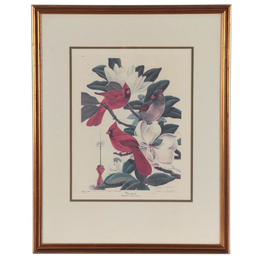 John A. Ruthven Offset Lithograph "Cardinals," Late 20th Century