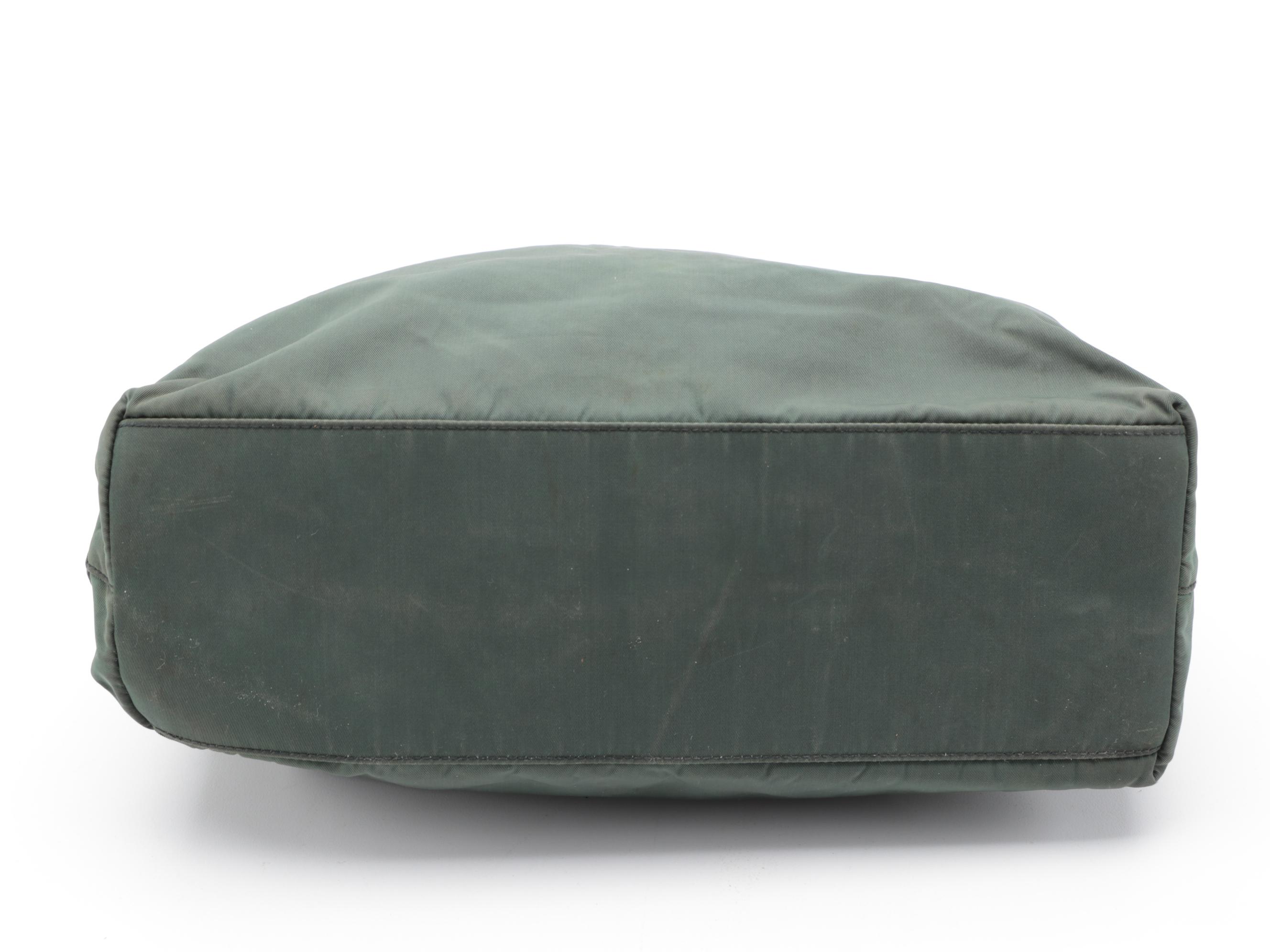 Prada Green Tessuto Nylon Tote Bag with Lucite Handles