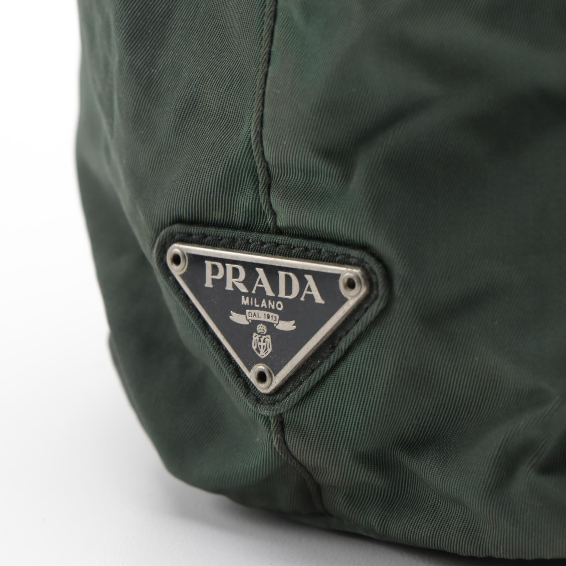 Prada Green Tessuto Nylon Tote Bag with Lucite Handles
