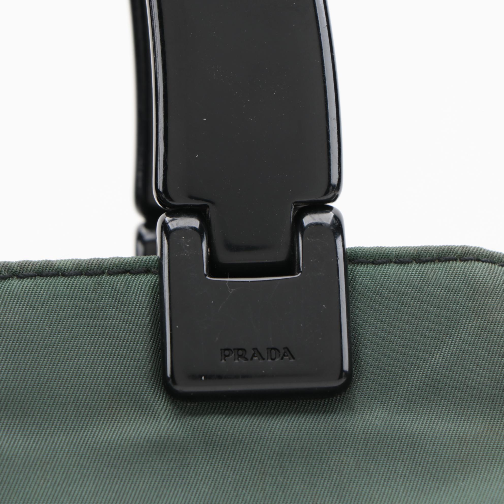 Prada Green Tessuto Nylon Tote Bag with Lucite Handles