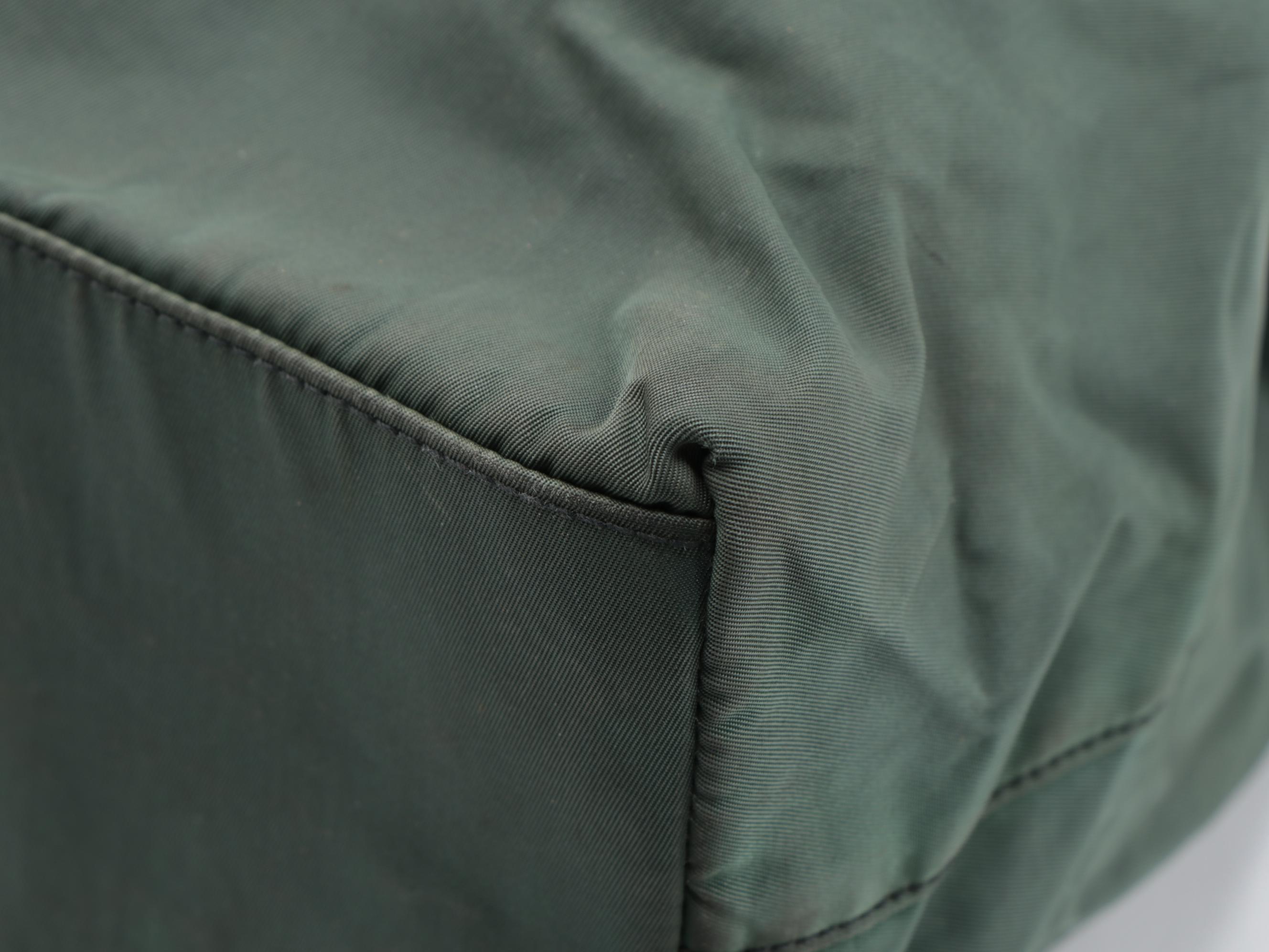 Prada Green Tessuto Nylon Tote Bag with Lucite Handles