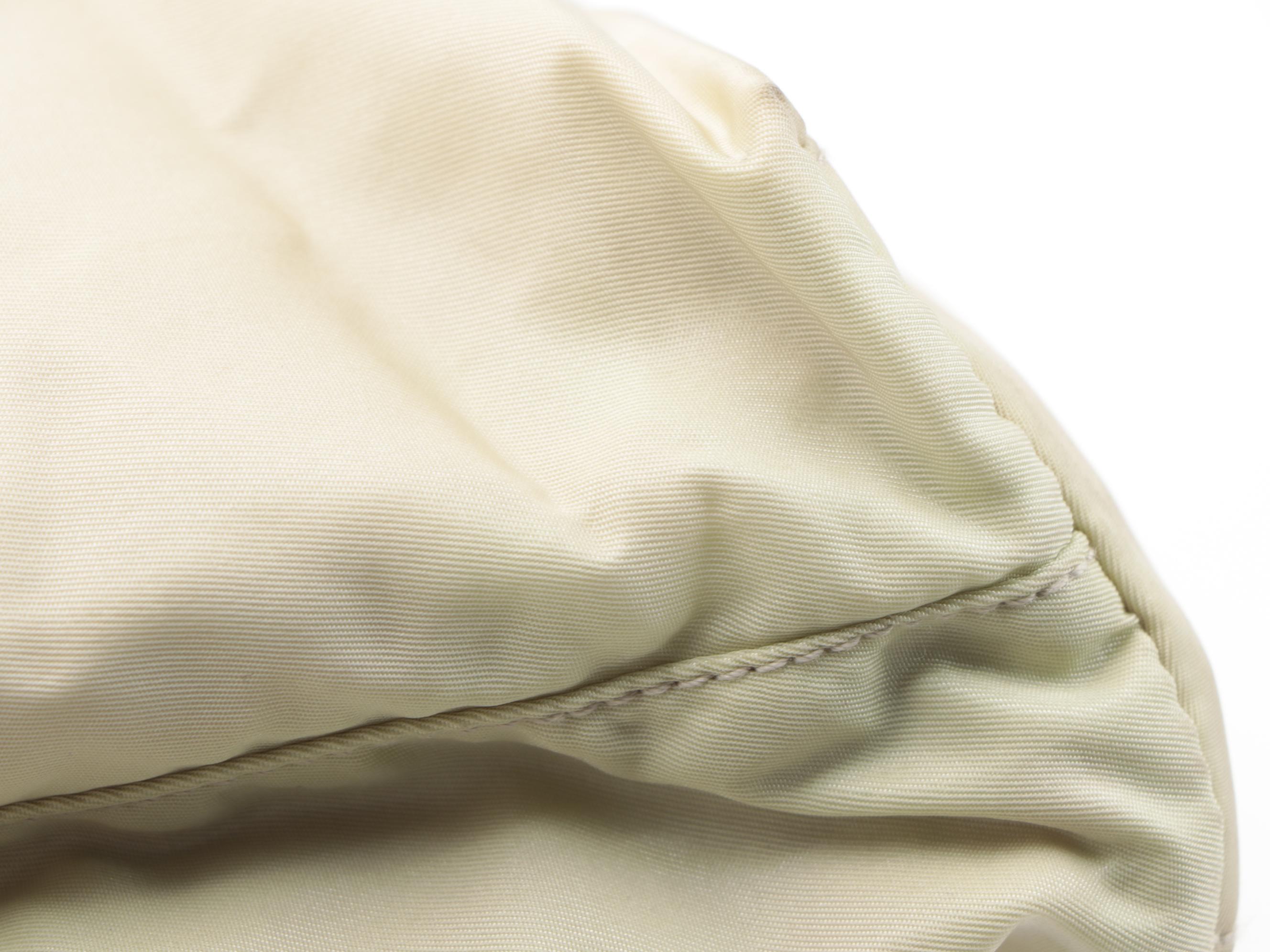 Prada Small Beige Tessuto Nylon Tote Bag with Leather Straps