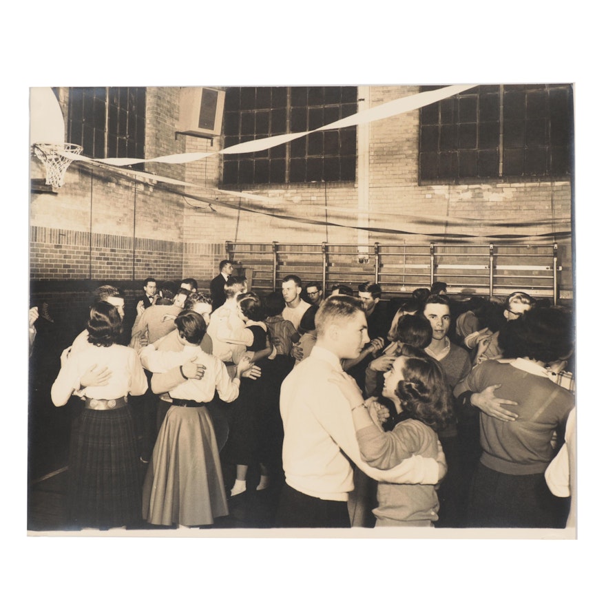 Silver Gelatin Photograph of a School Dance, Mid-20th Century