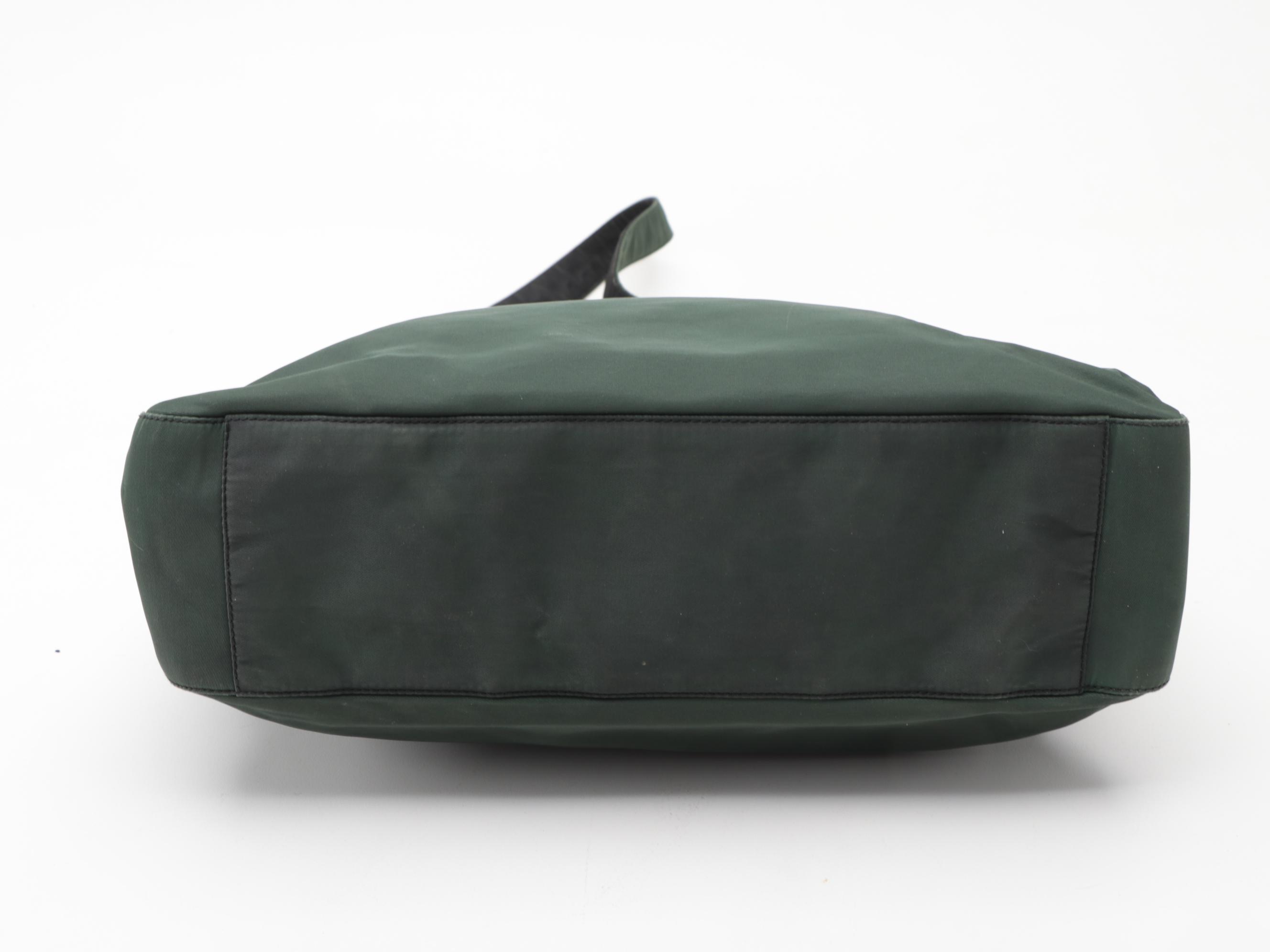 Prada Green Tessuto Nylon Hobo Bag with Black Lucite Clasp