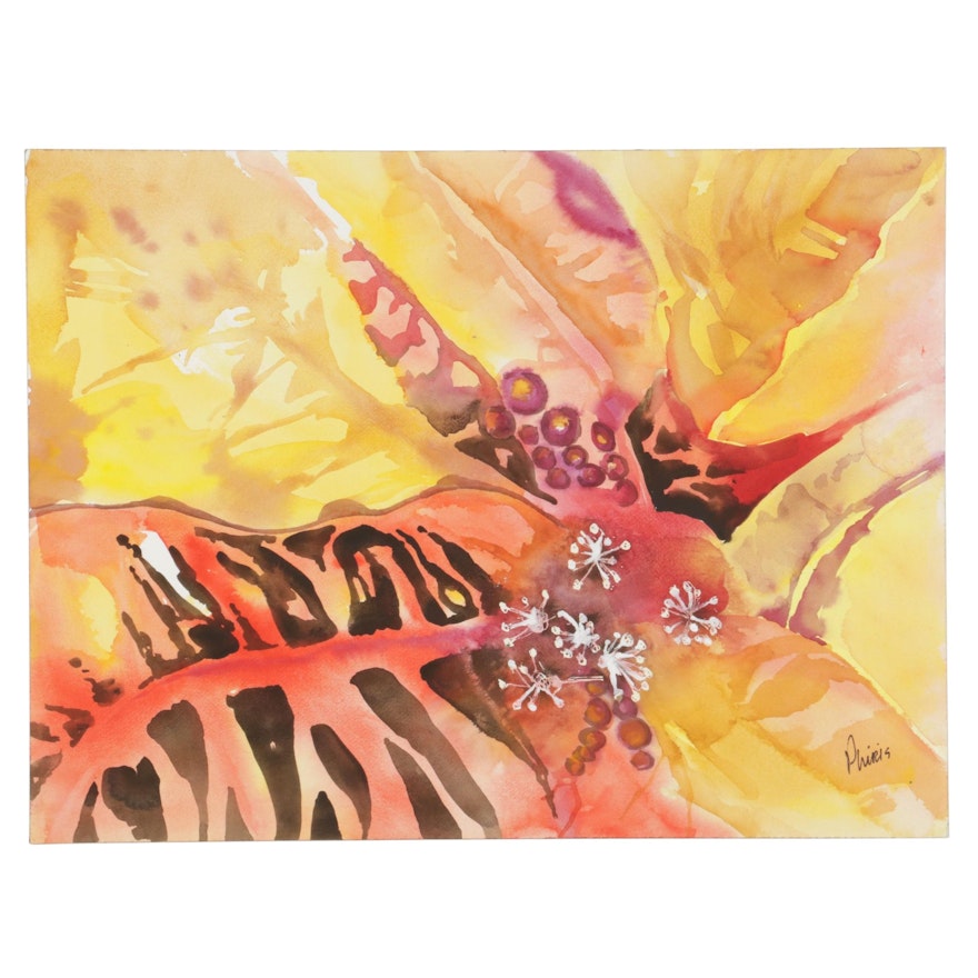 Phiris Sickels Watercolor and Gouache Painting of Flower Detail