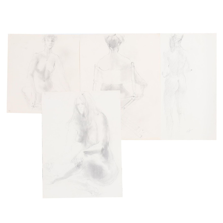 John Tuska Graphite Figure Study Drawings, Late 20th Century