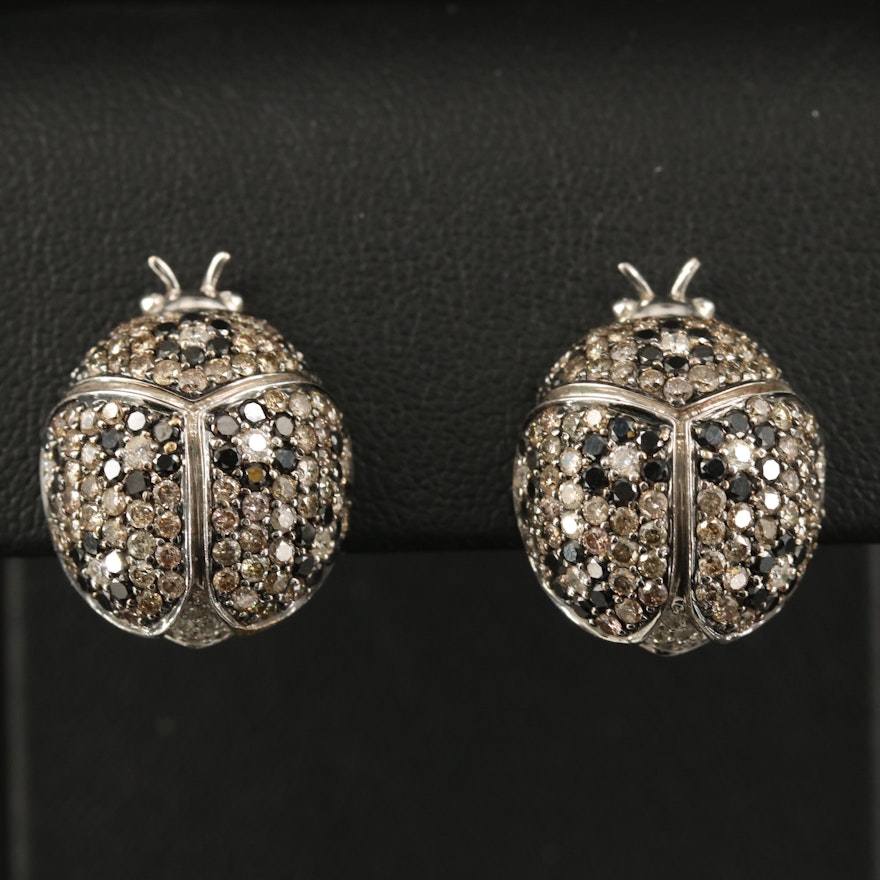18K 3.21 CTW Pavé Diamond Lady Bug Earrings
