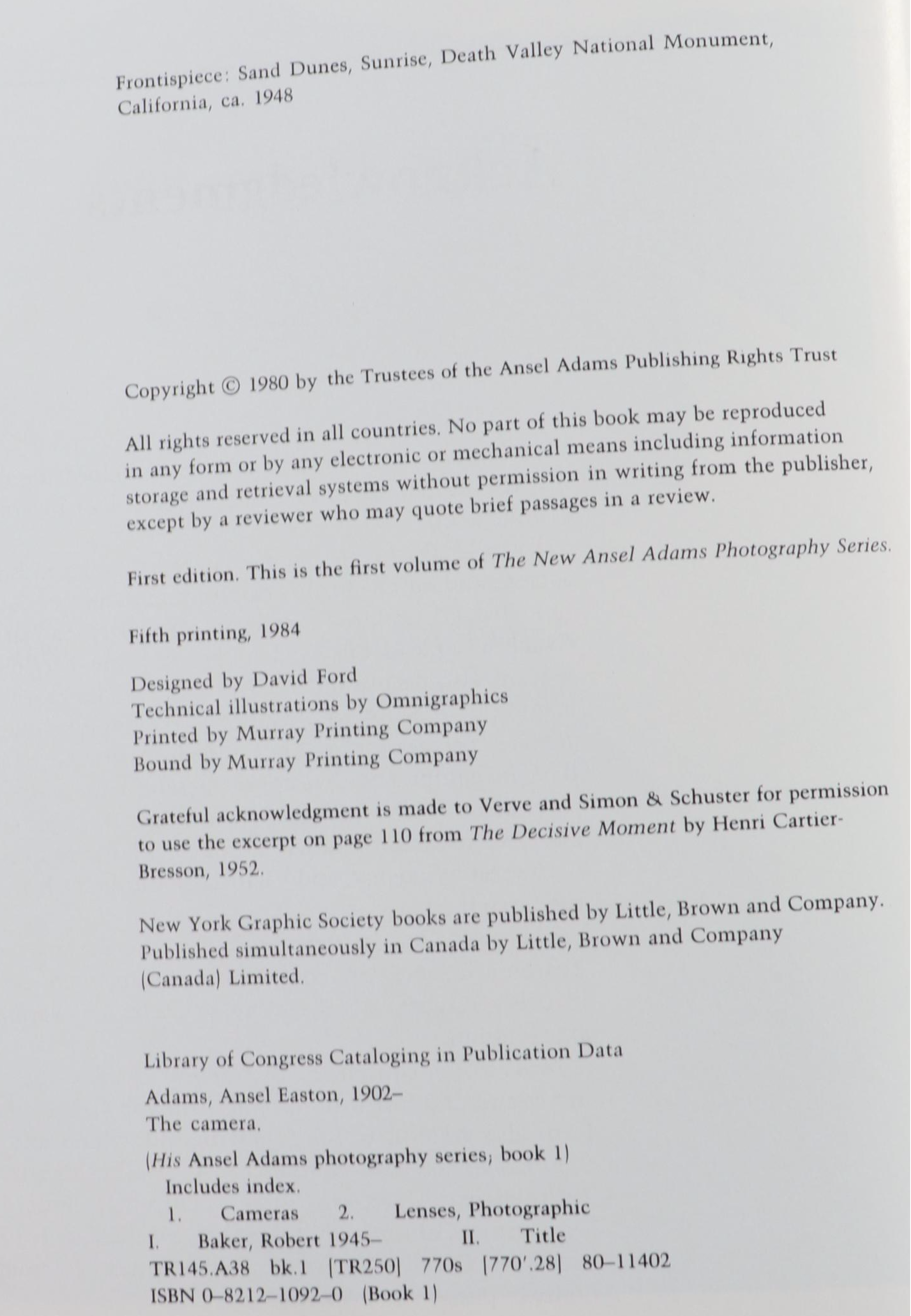 "The Negative," "The Camera," and "The Print" Ansel Adams Book Collection