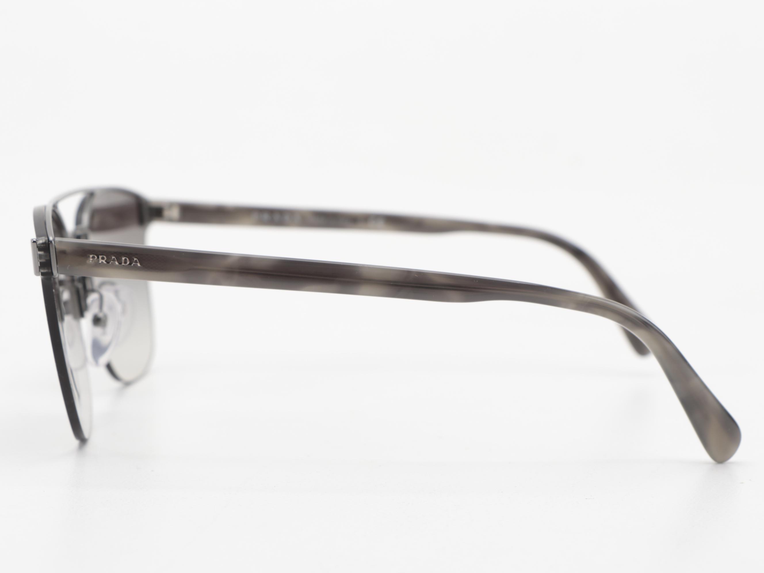 Prada SPR 67T Semi-Rimless Modified Cat Eye Gradient Lens Sunglasses