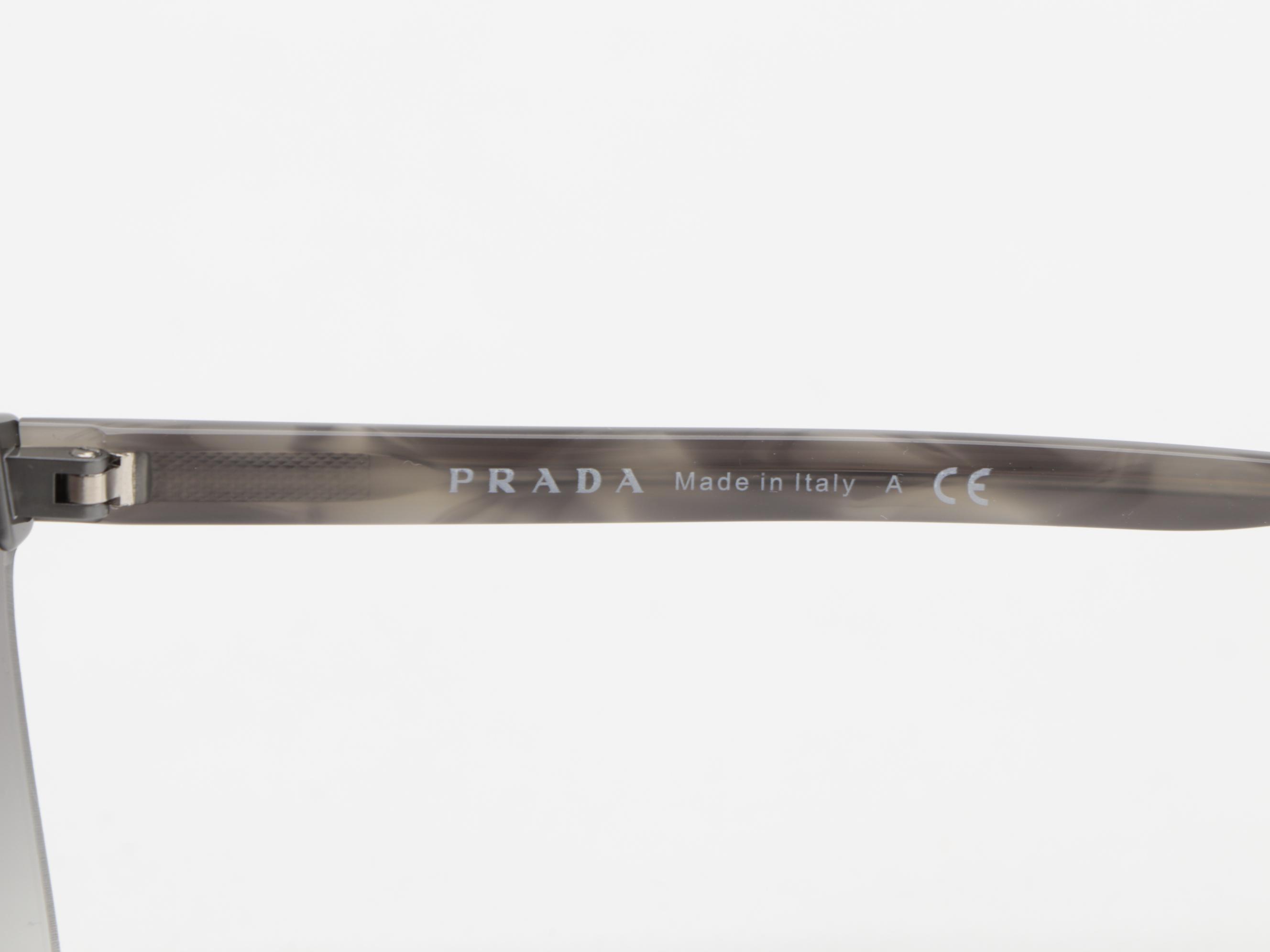 Prada SPR 67T Semi-Rimless Modified Cat Eye Gradient Lens Sunglasses