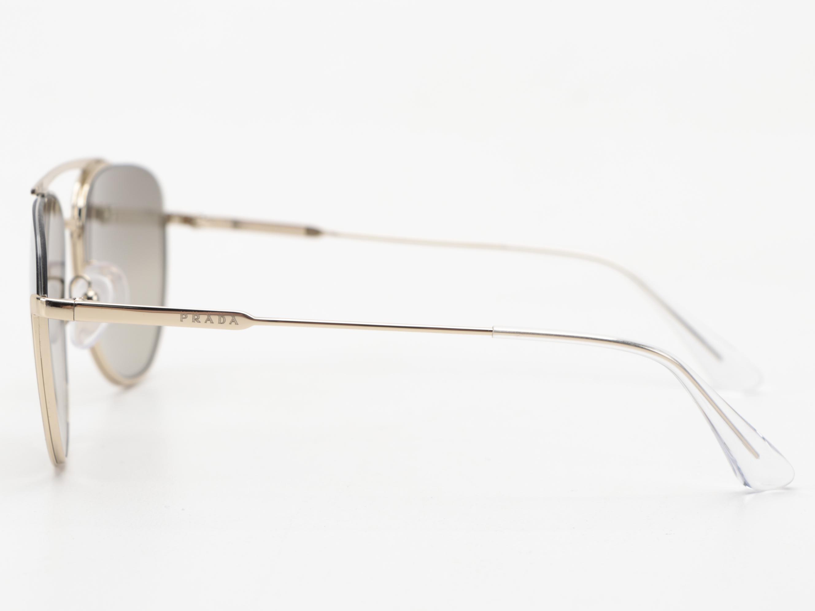 Prada SPR 50U Light Gold Wash Aviator Sunglasses