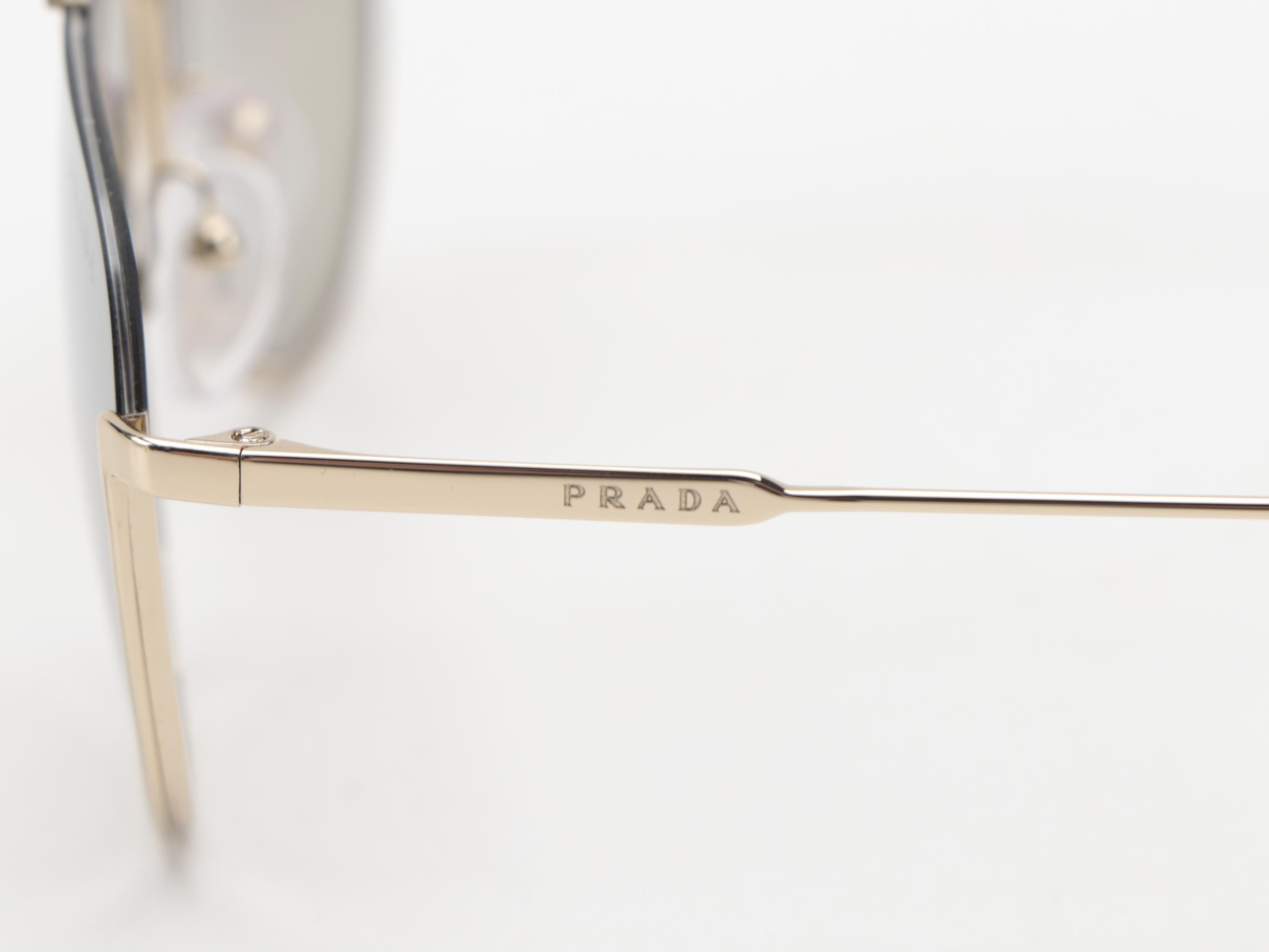 Prada SPR 50U Light Gold Wash Aviator Sunglasses